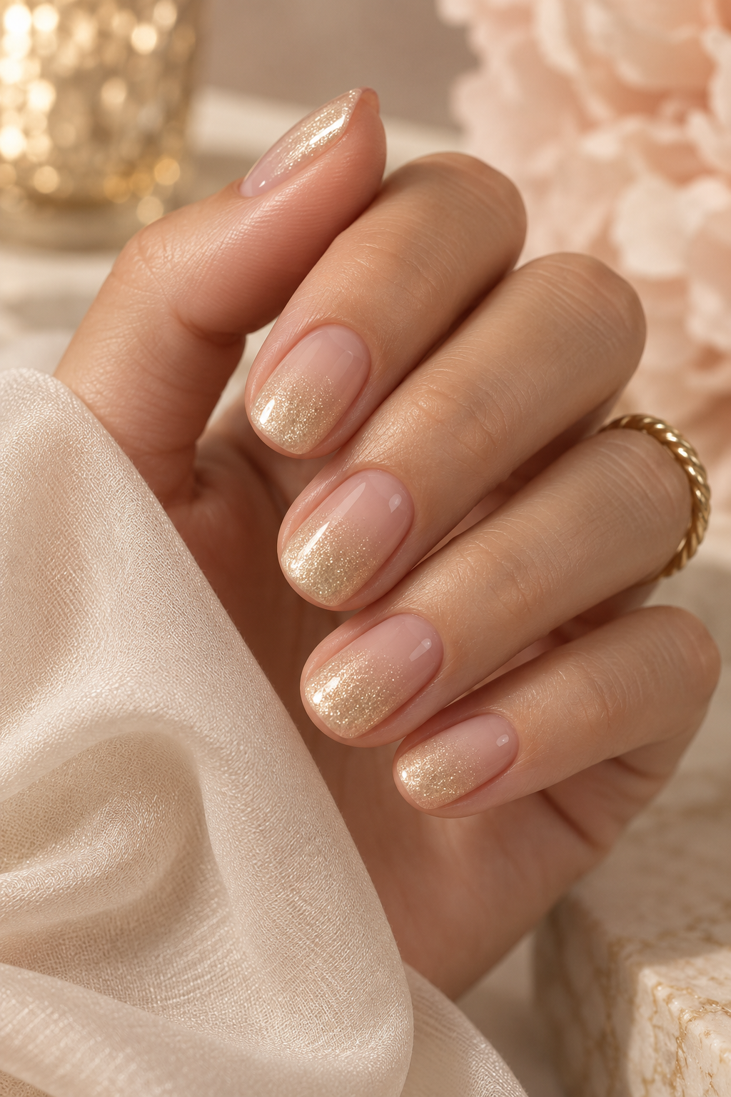 short nail ideas for summer: champagne fade