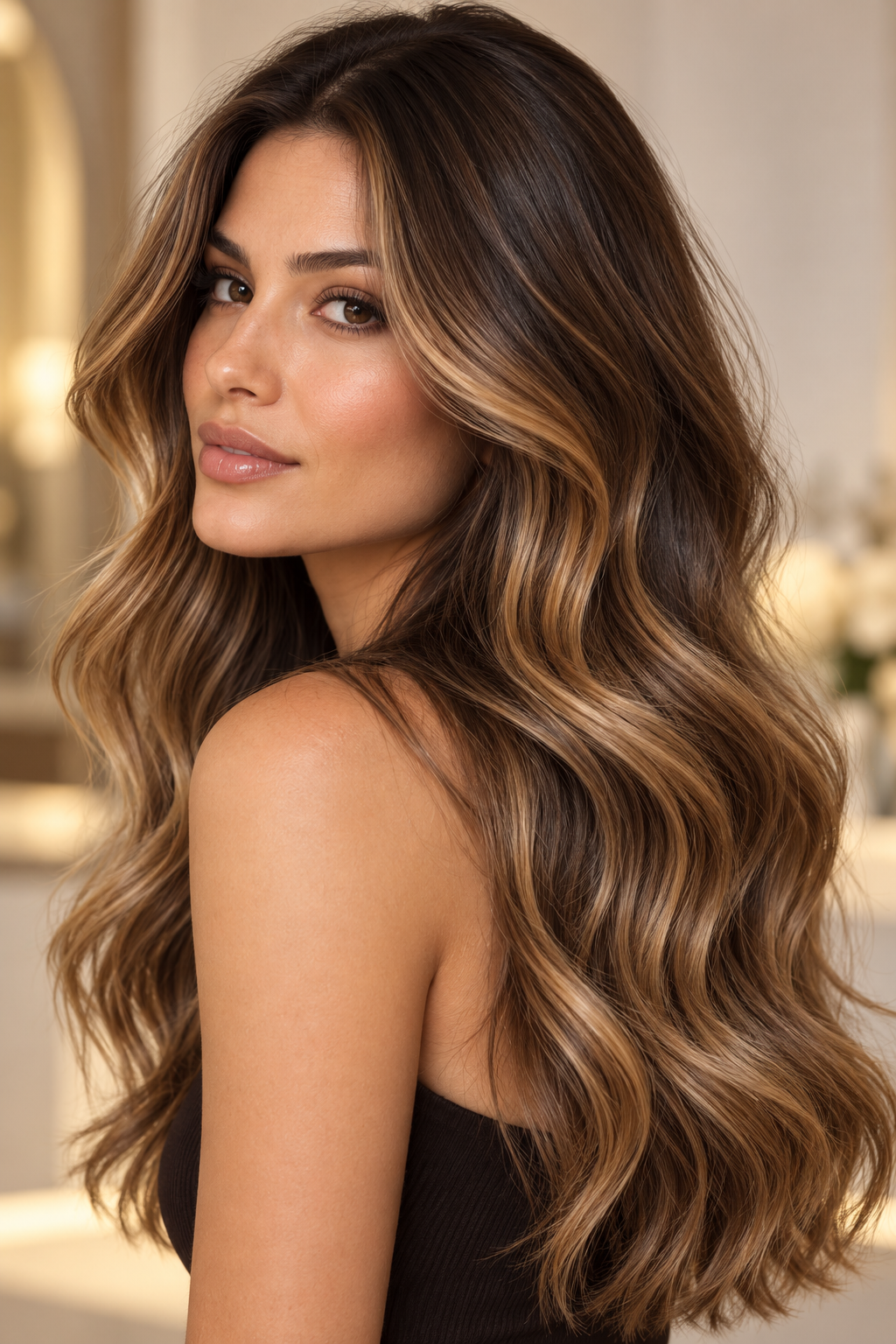 Subtle Honey on Brunette Hair honey balayage highlight ideas