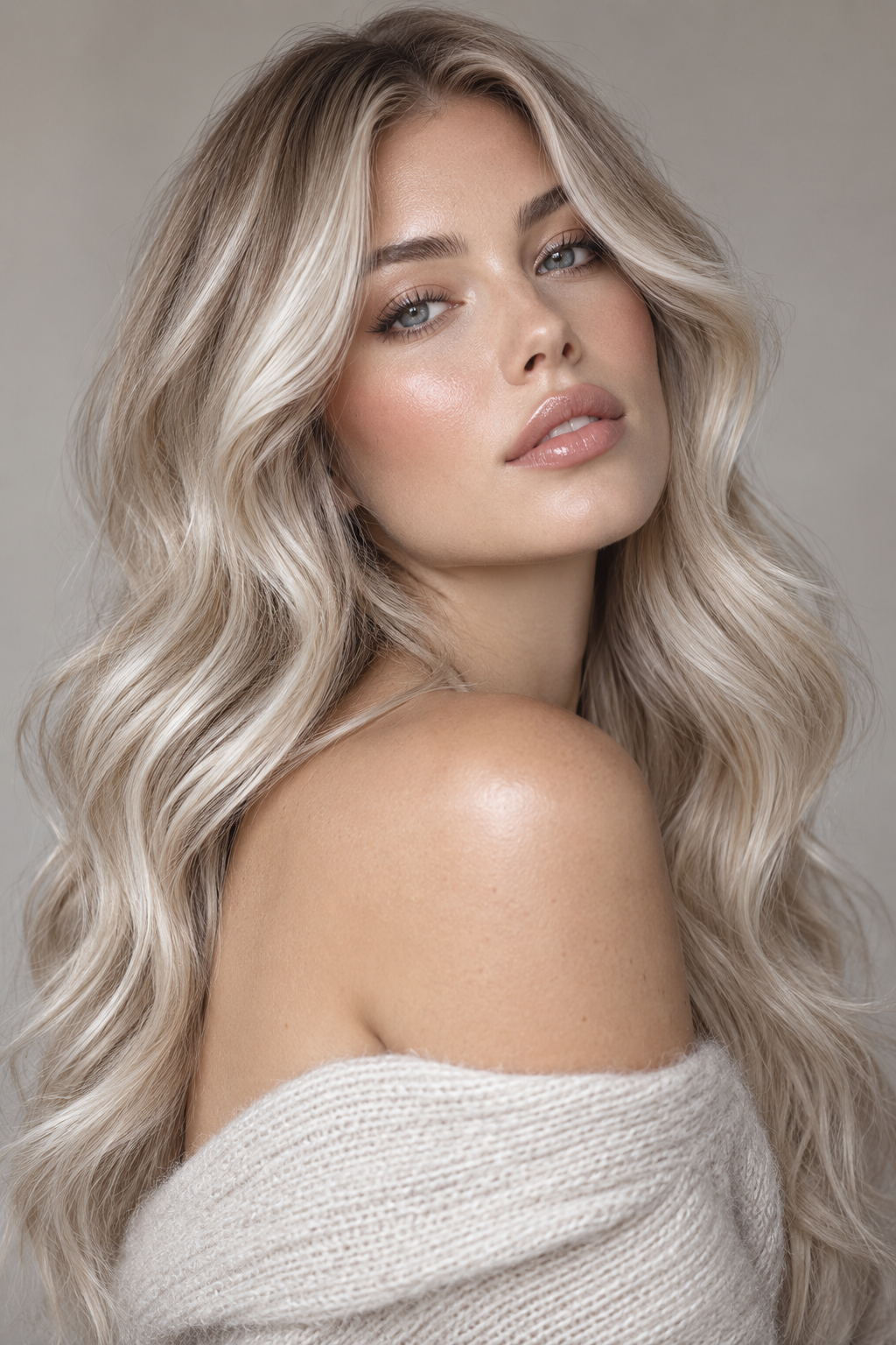 icy blonde balayage hair ideas: soft beige melt