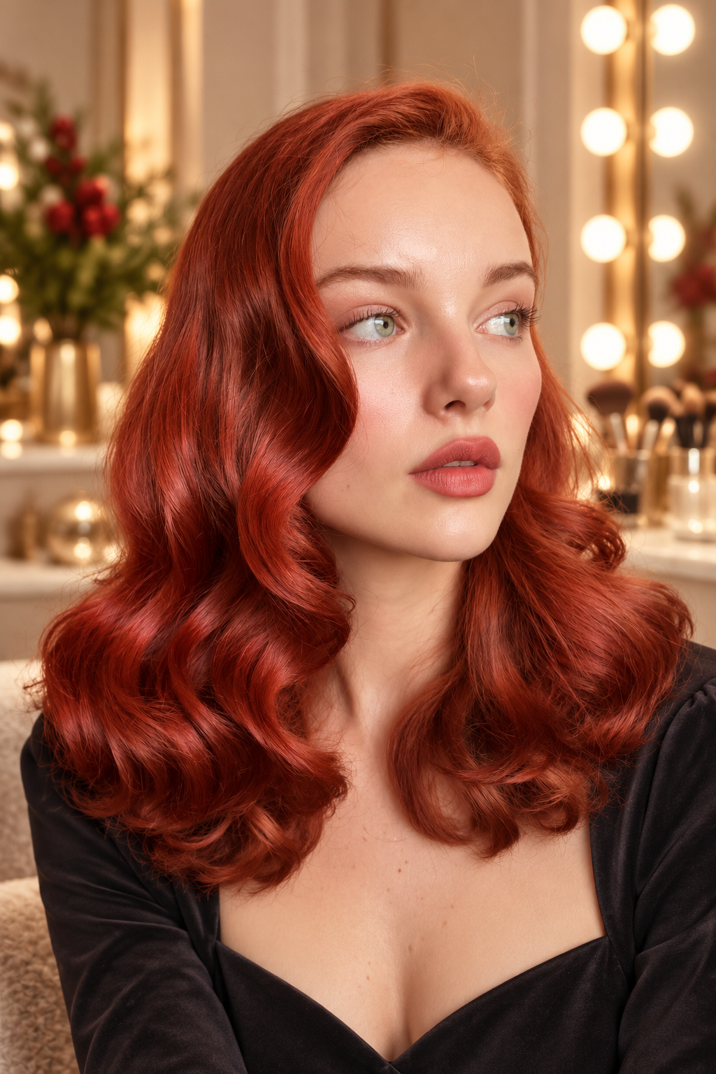 Classic Christmas Red Christmas hair color idea