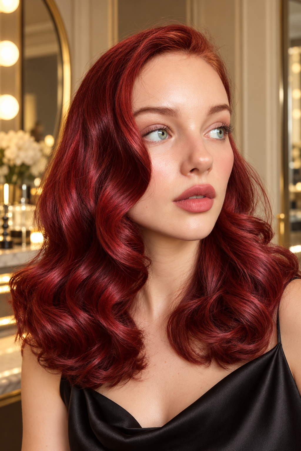 Burgundy Wine Balayage Christmas hair color idea