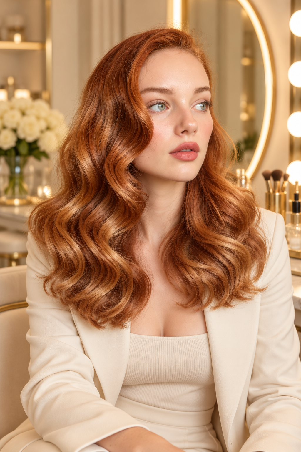 Honey Gold Balayage Christmas hair color idea