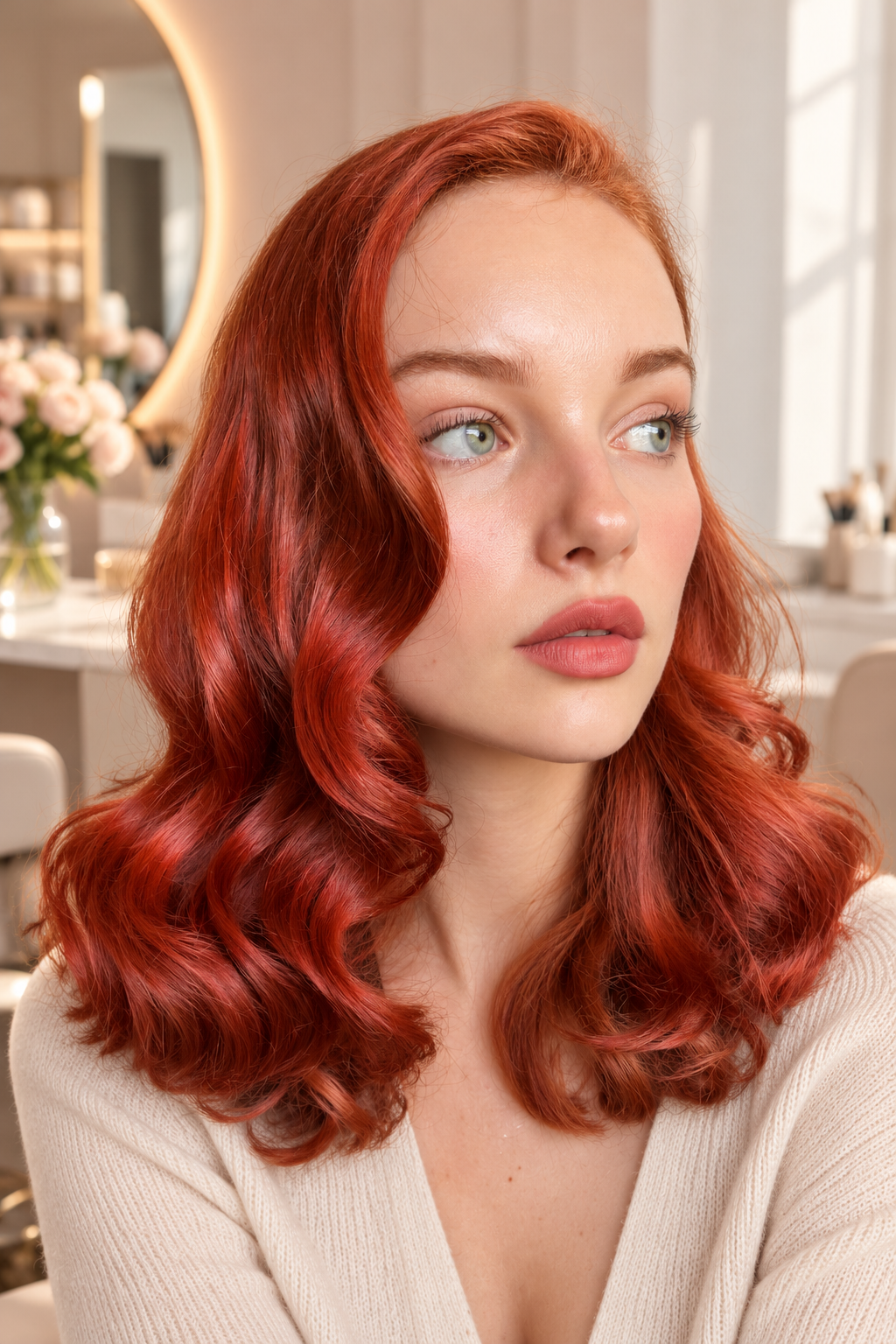 Rose Gold Christmas hair color idea