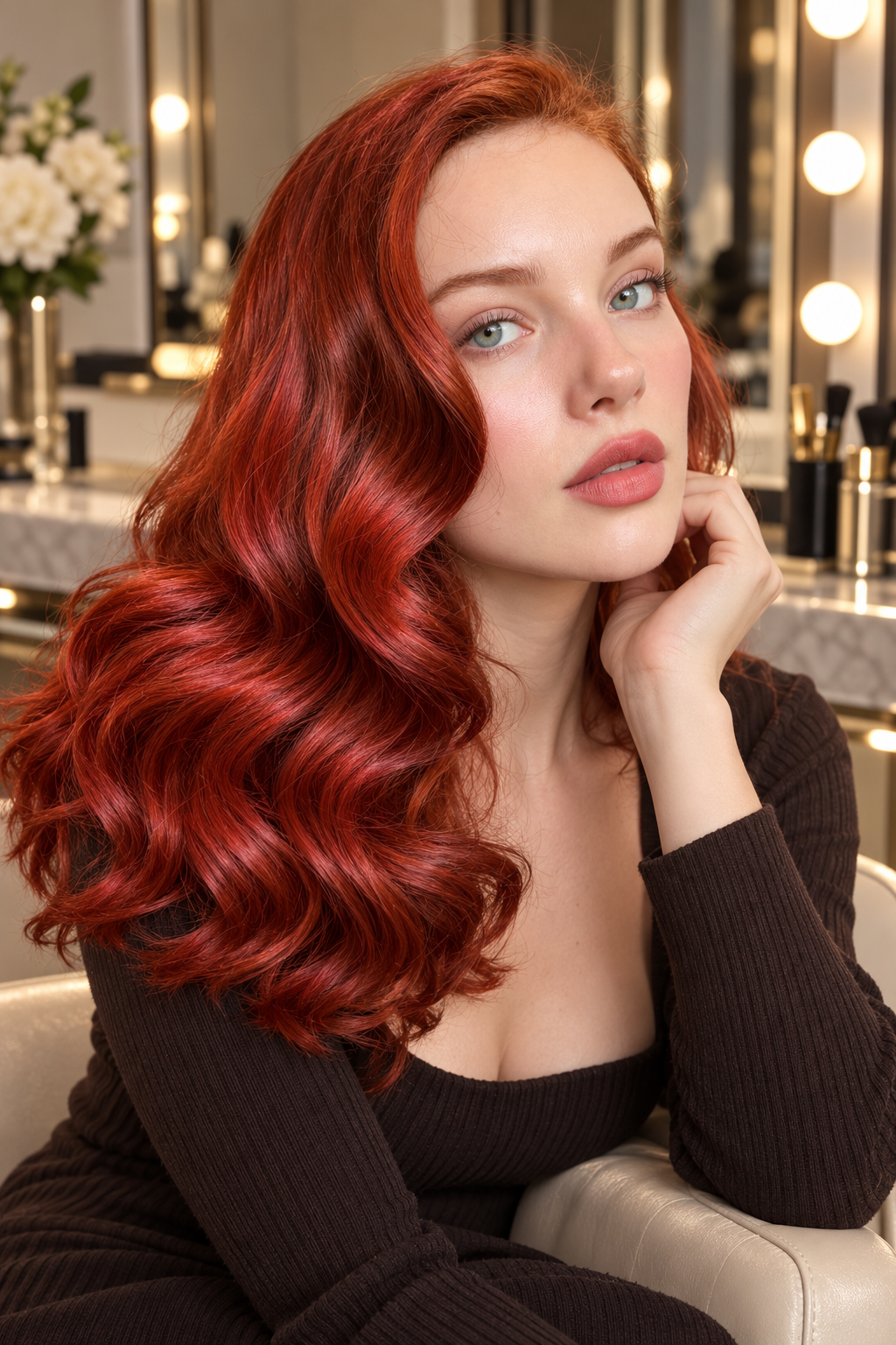 Cranberry Crush Balayage Christmas hair color idea