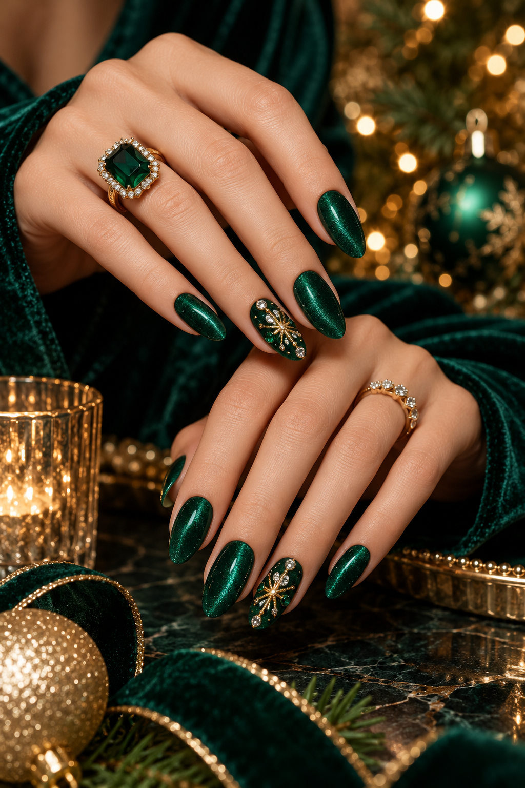 Christmas party nails: Silver star confetti