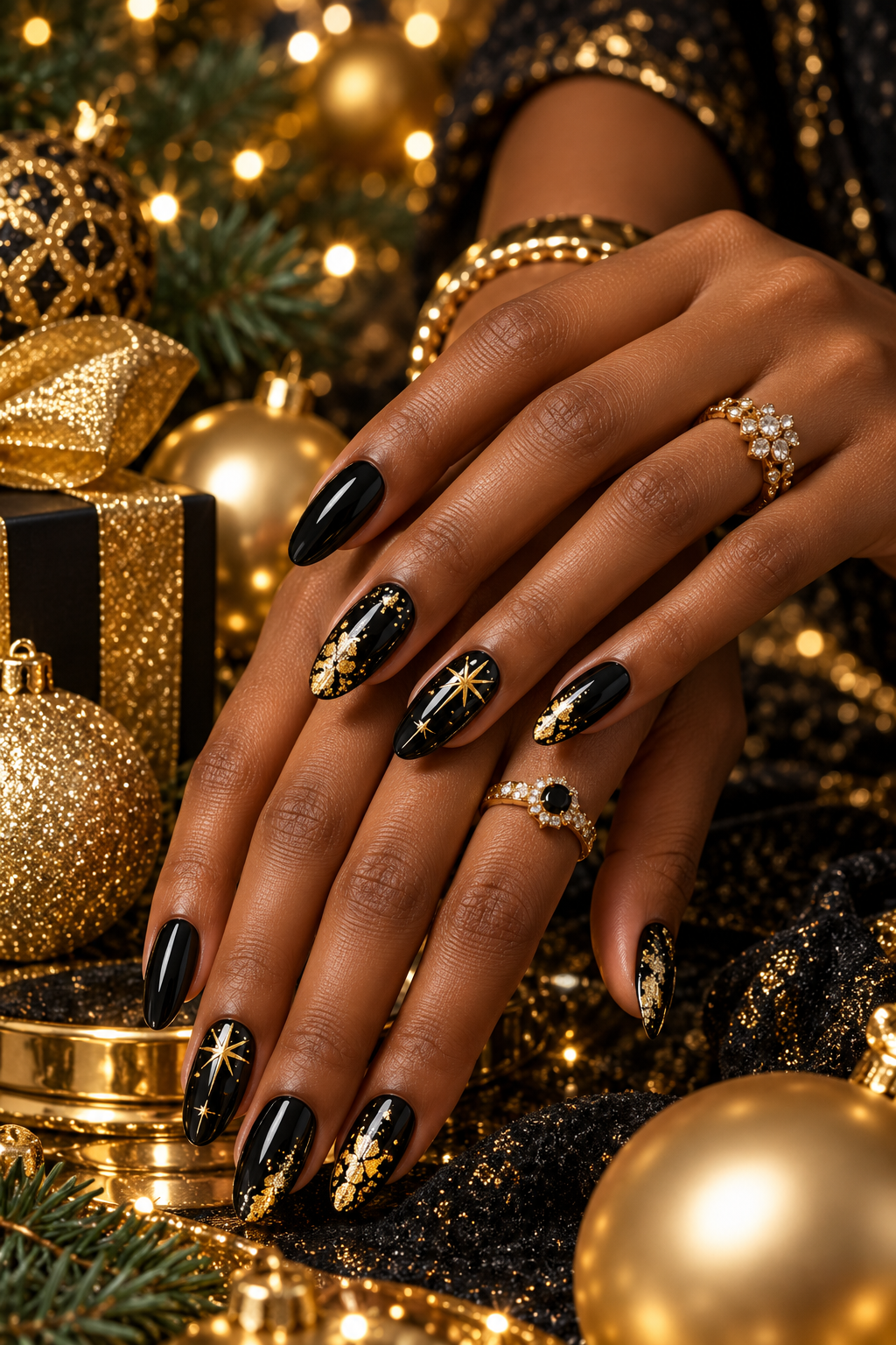 Christmas party nails: Champagne shimmer French