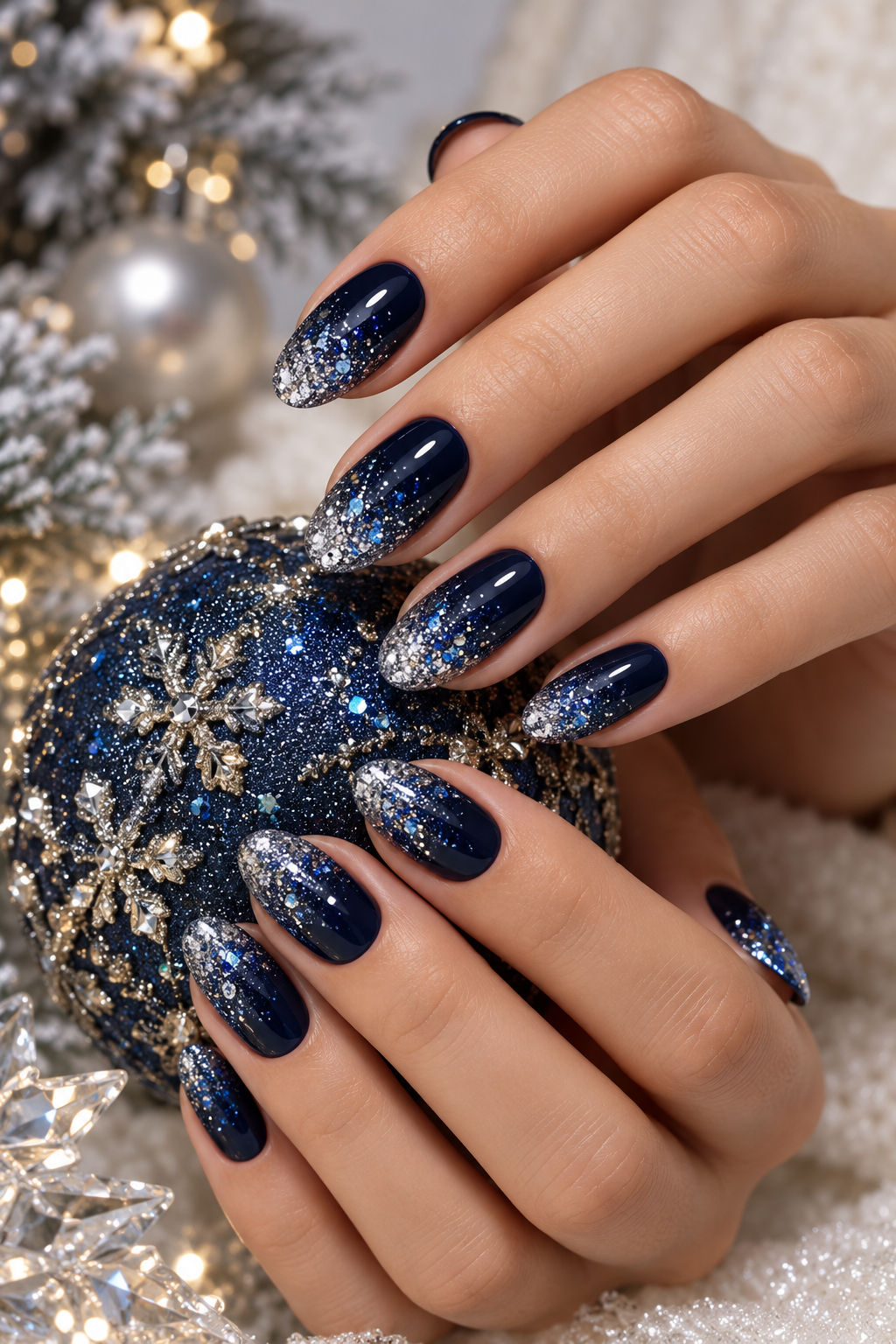 Christmas party nails: Frosted pearl