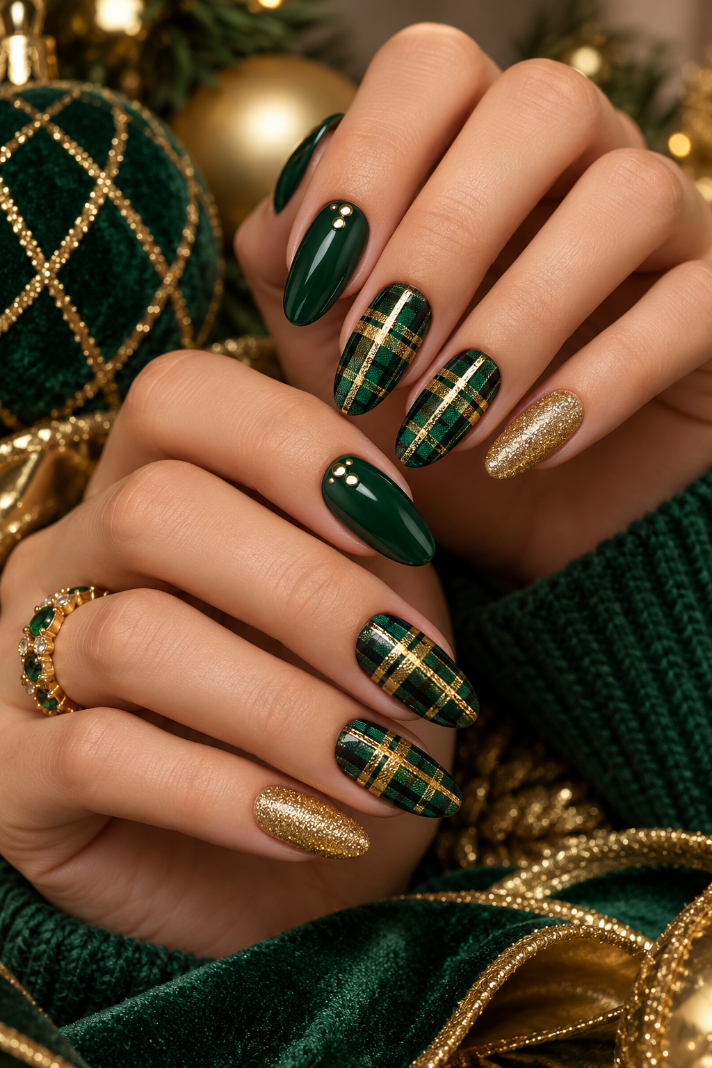 Christmas party nails: Snowflake accent