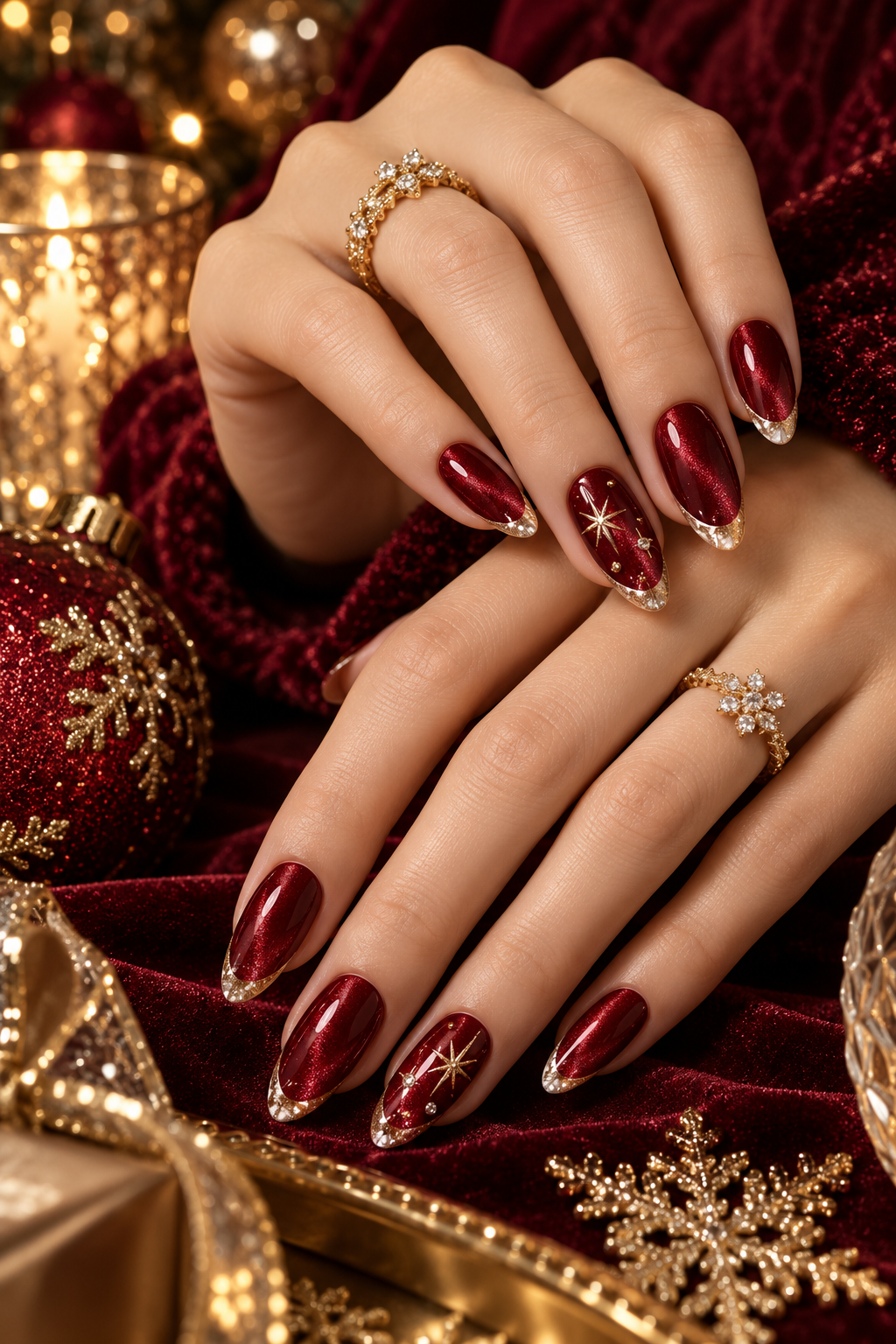 Christmas party nails: Gold ombré on nude