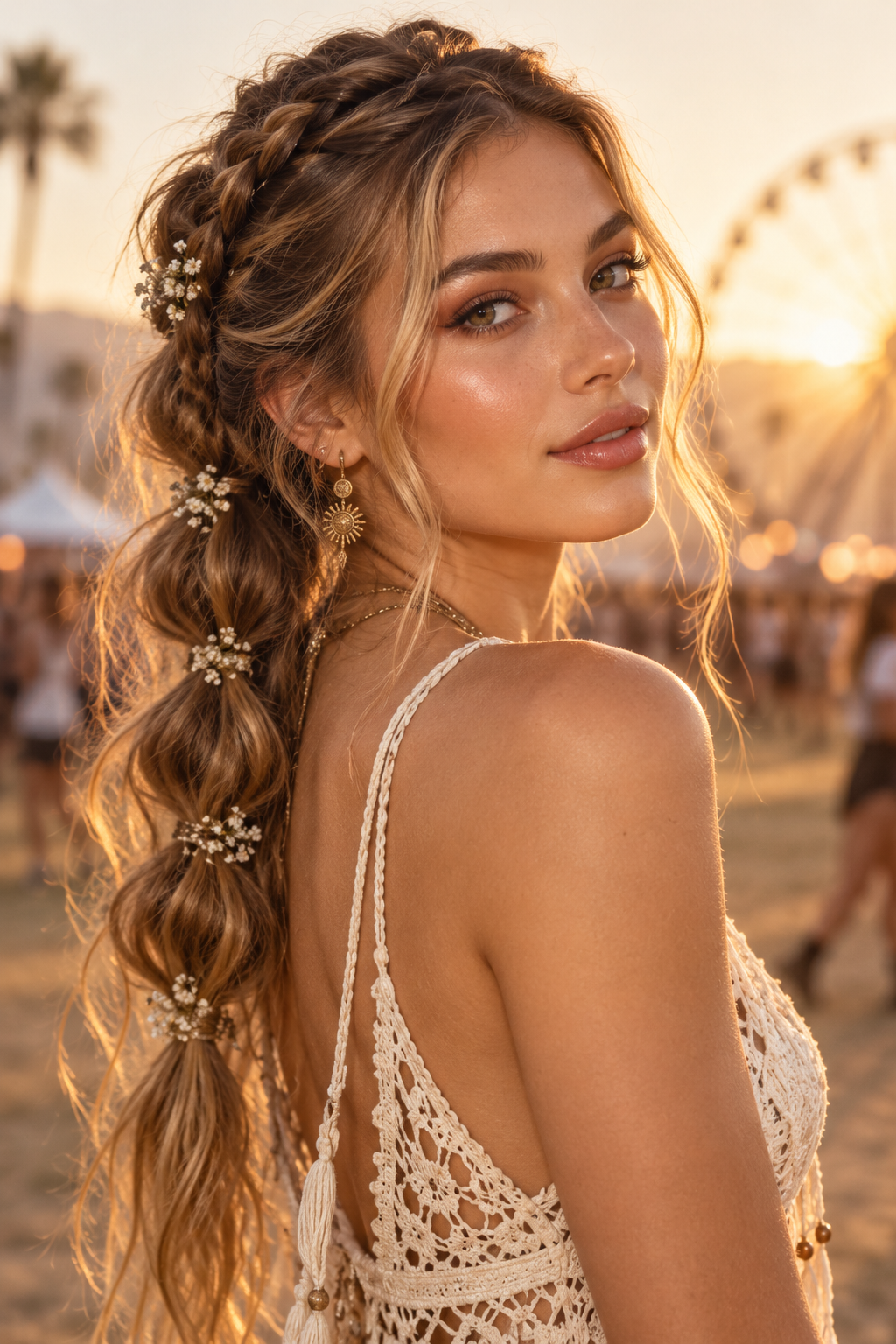 Mini Dutch Braids Coachella hairstyle