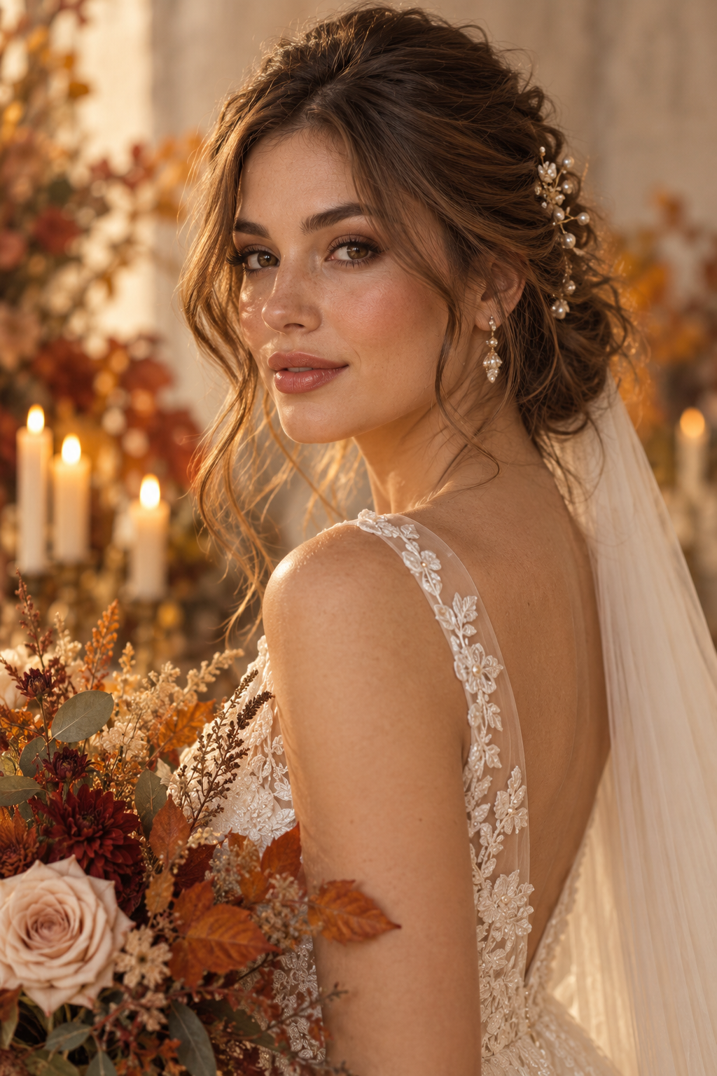 Sleek low ponytail fall wedding guest hairstyle