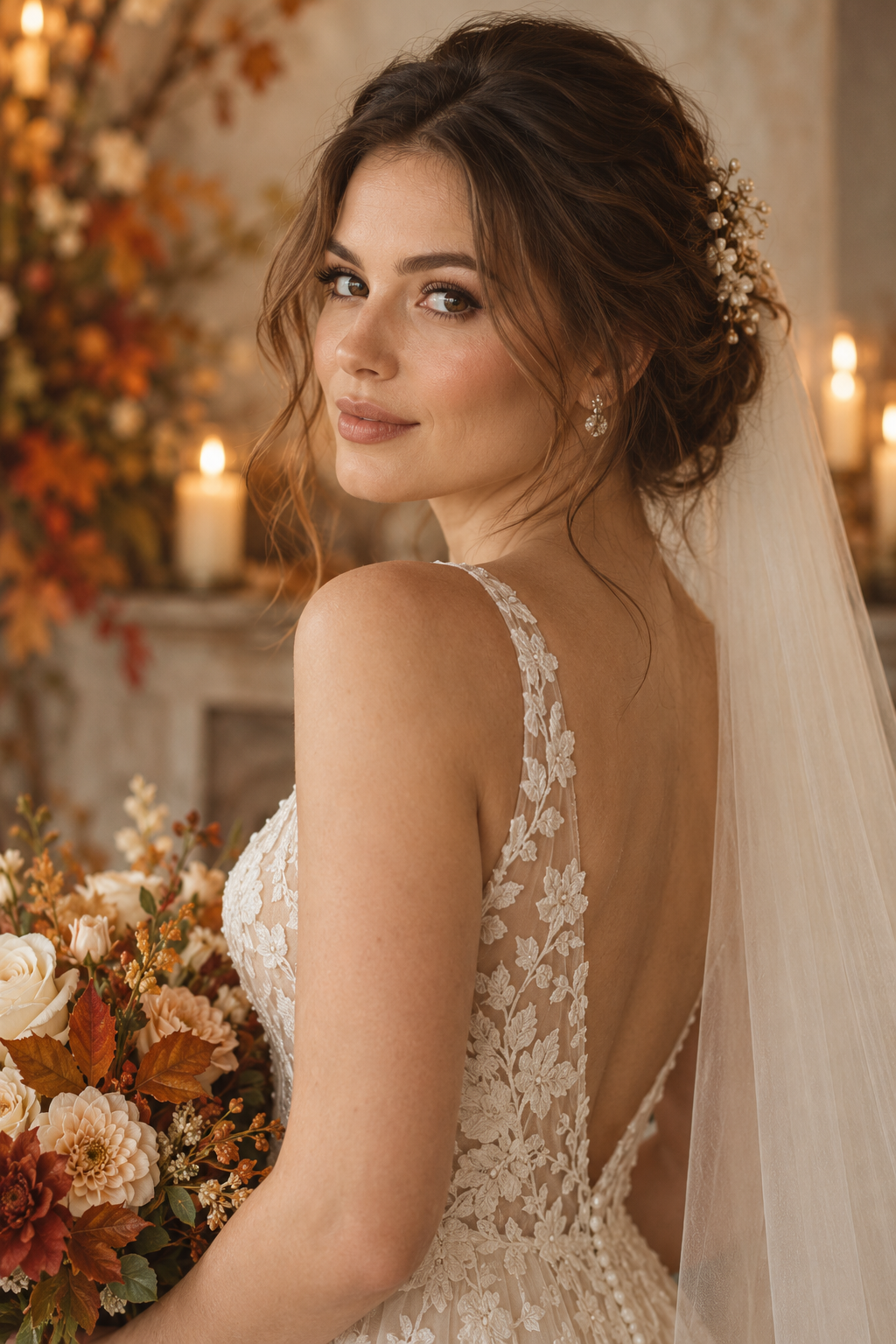 Polished French twist fall wedding guest hairstyle