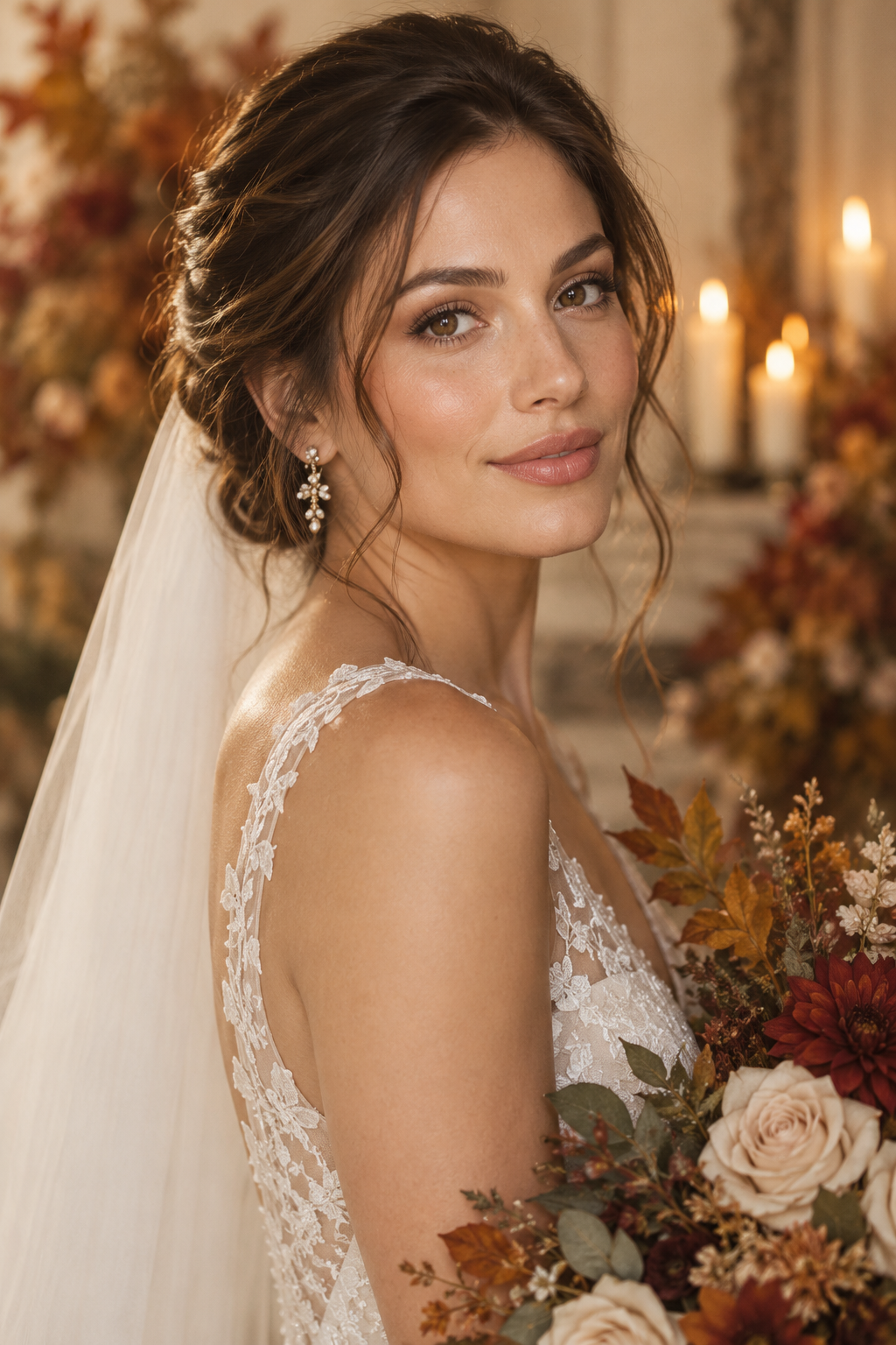 Braided low ponytail fall wedding guest hairstyle