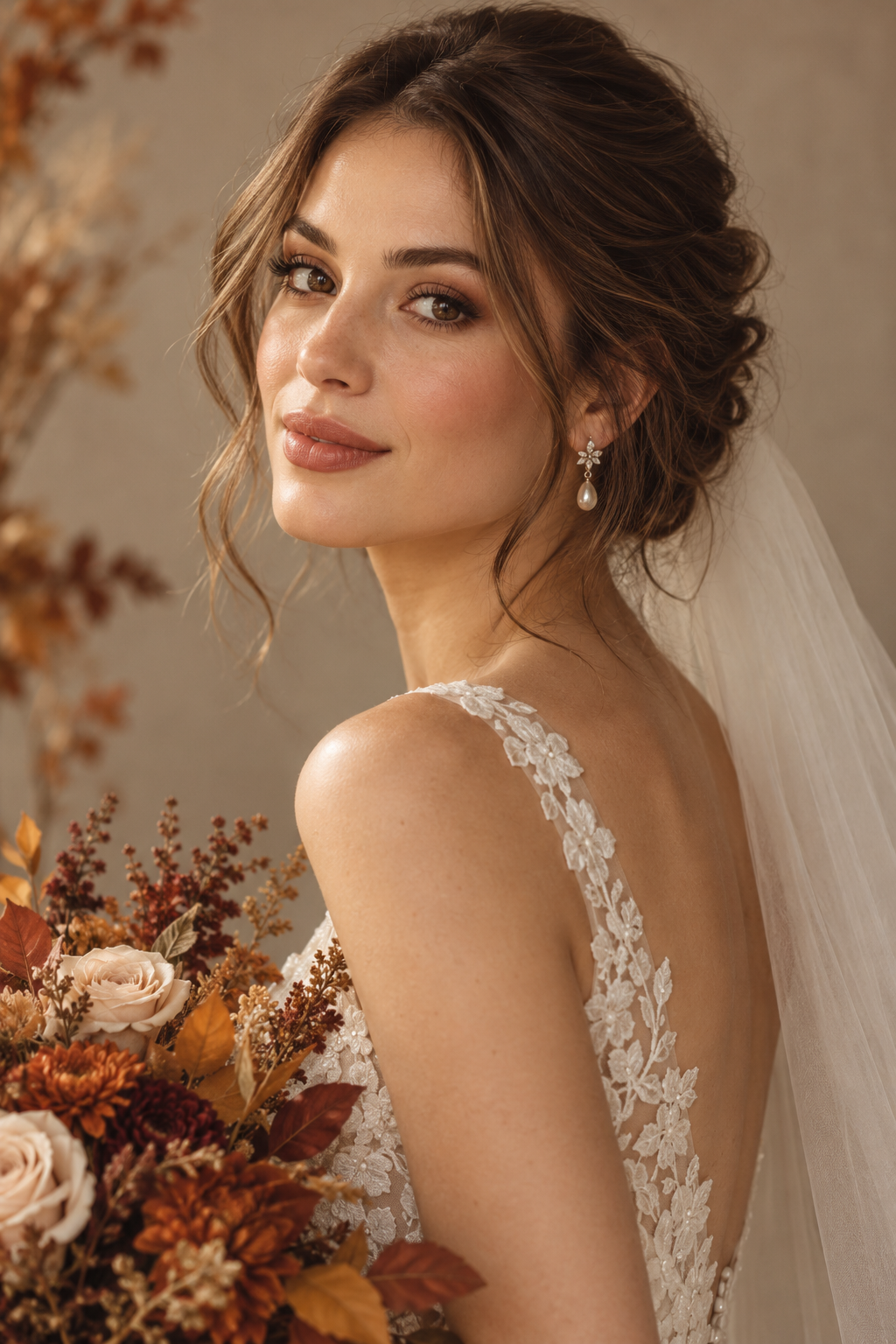 Side-swept curls fall wedding guest hairstyle