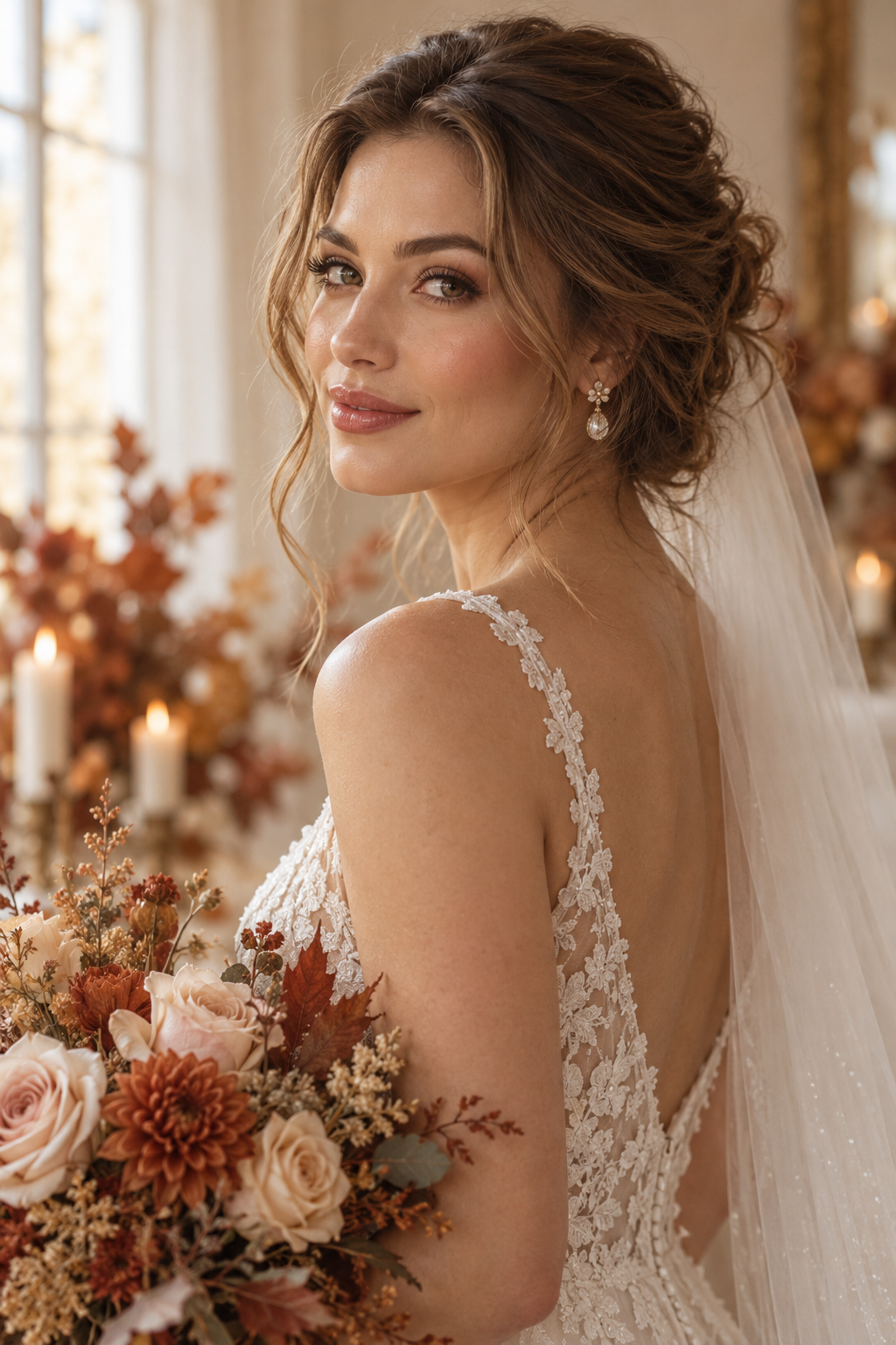 Loose fishtail braid fall wedding guest hairstyle