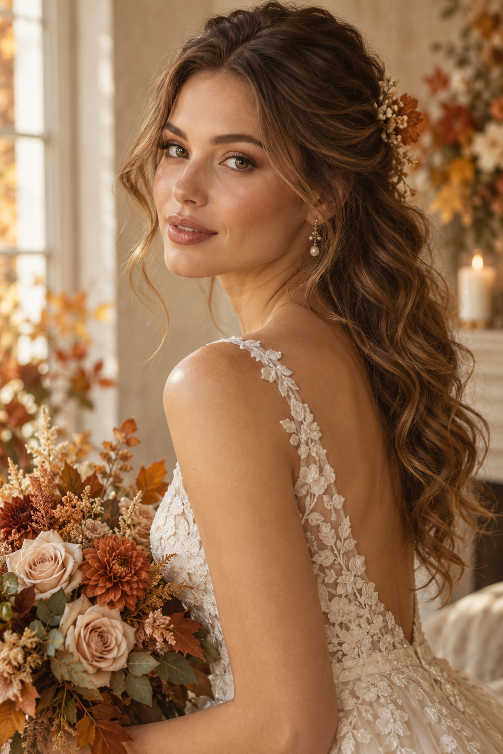 Sculpted low knot fall wedding guest hairstyle