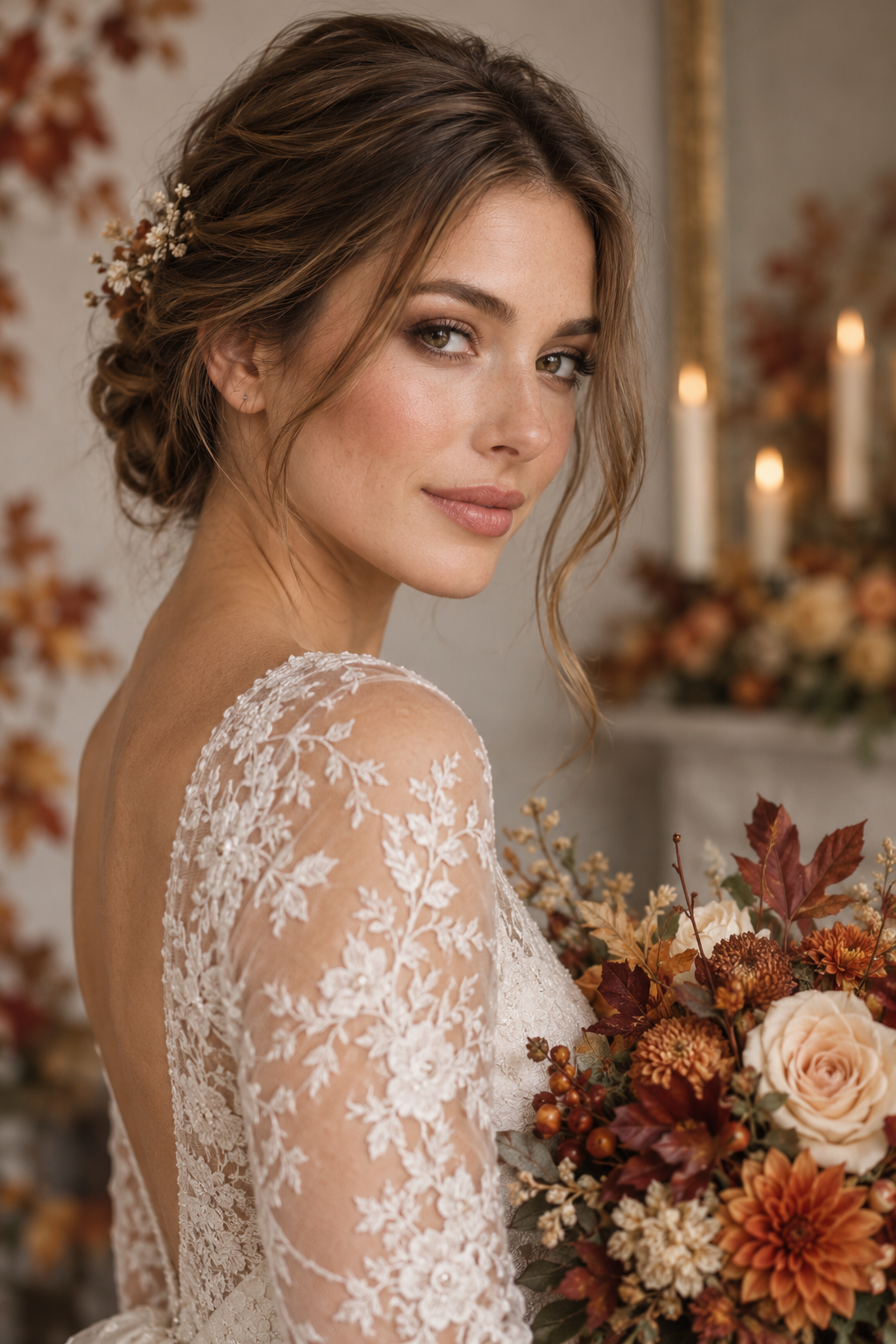 High wavy ponytail fall wedding guest hairstyle
