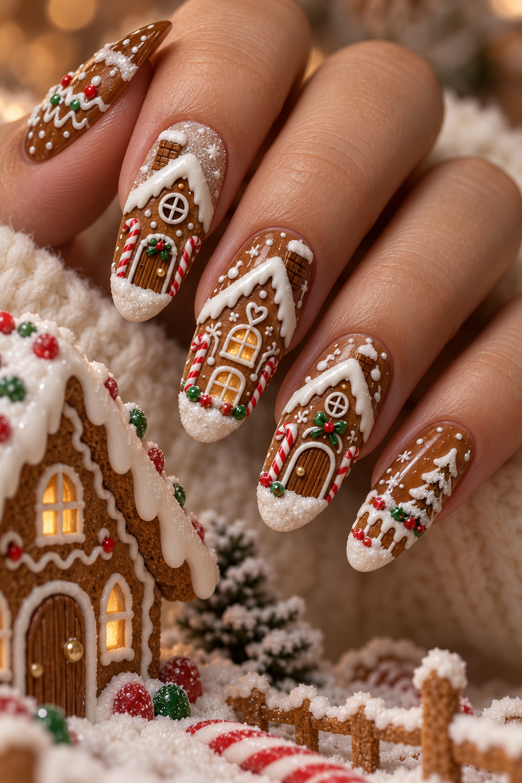 Gingerbread House Details gingerbread nail idea