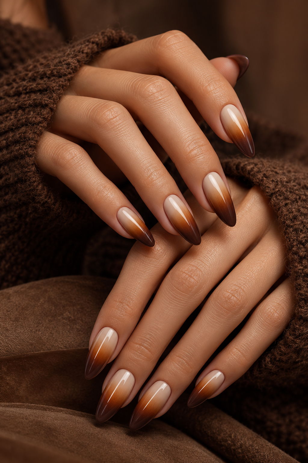Spiced Latte Ombre gingerbread nail idea