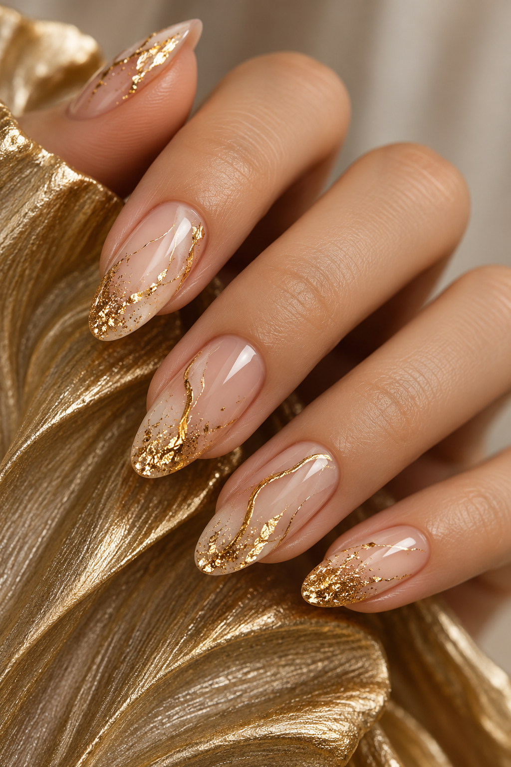 Gold Sprinkle Accents gingerbread nail idea