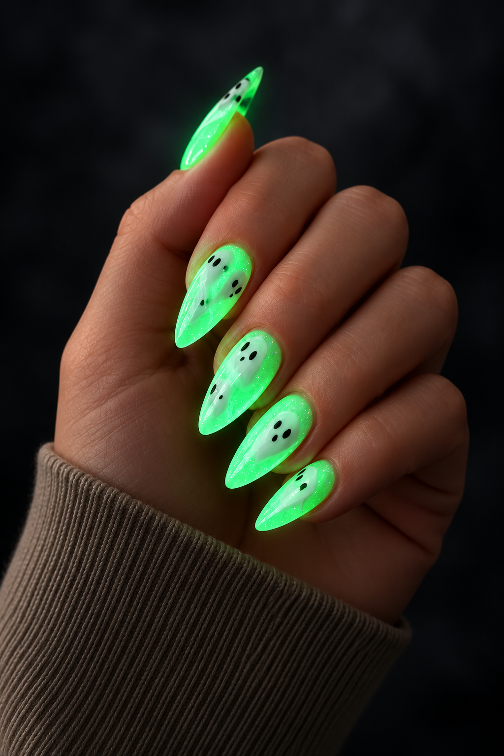glow in the dark Halloween nails idea 2