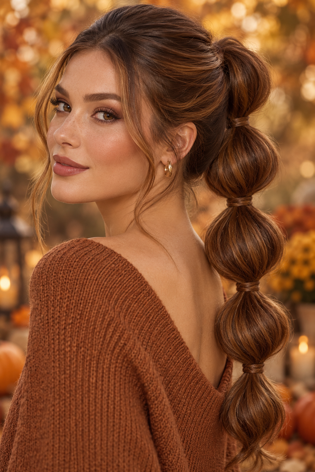 bubble ponytail Thanksgiving hairstyles