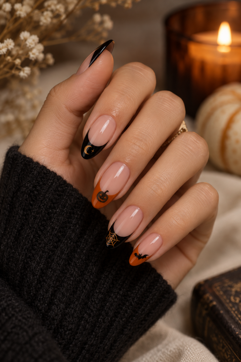 Halloween French tip nails: polished seasonal manicure