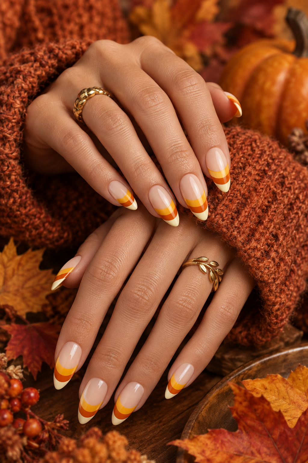 Candy Corn Tips Halloween French tip nails