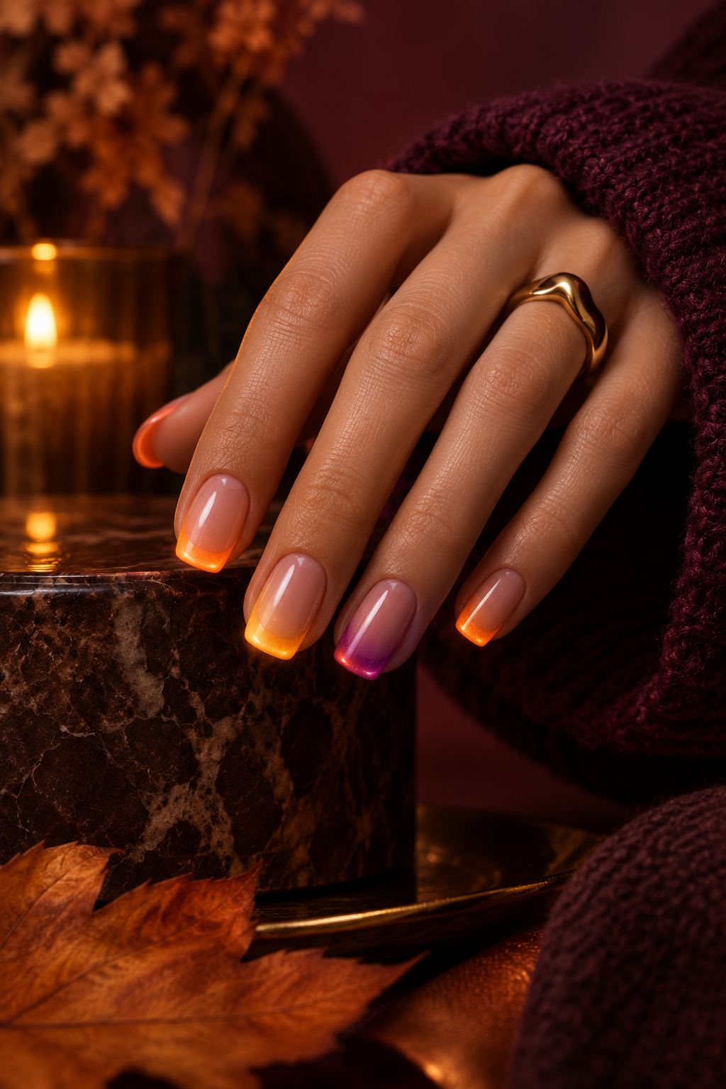 Glow-in-the-Dark Tips Halloween French tip nails
