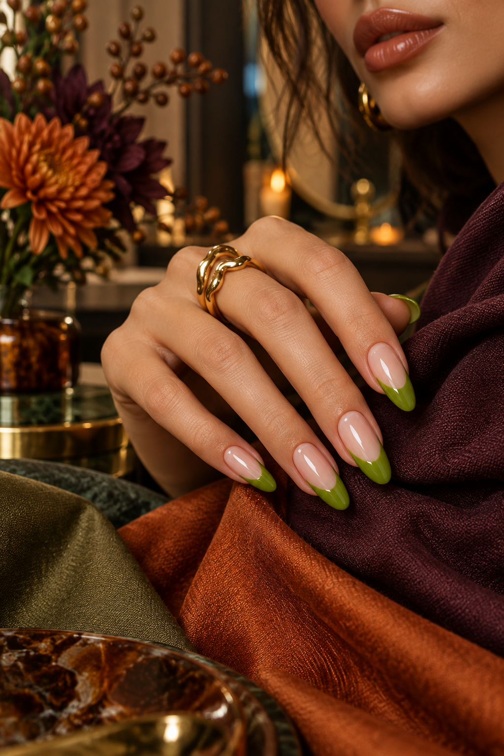 Slime Green Tips Halloween French tip nails