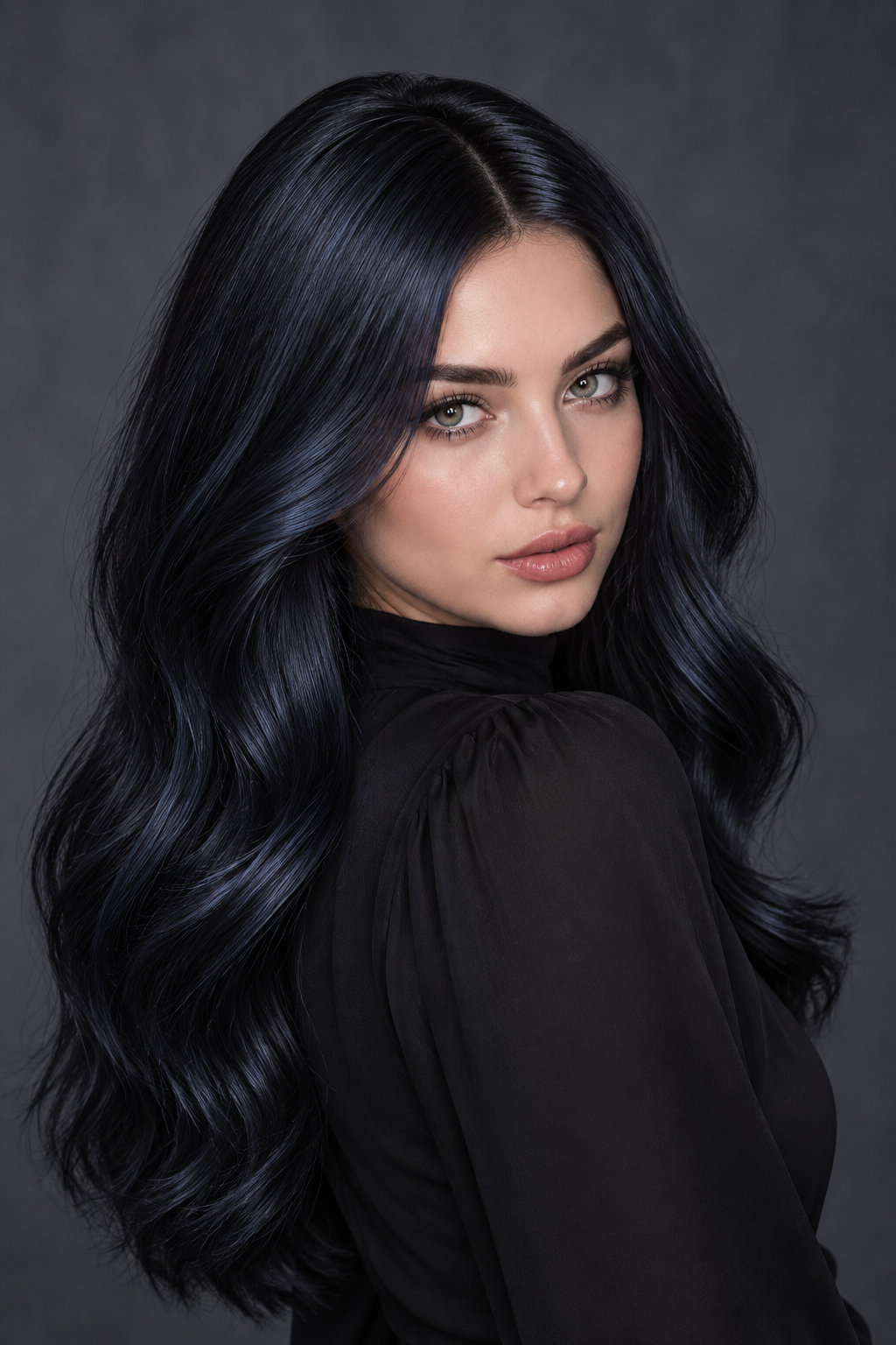 Halloween hair color ideas: midnight blue-black