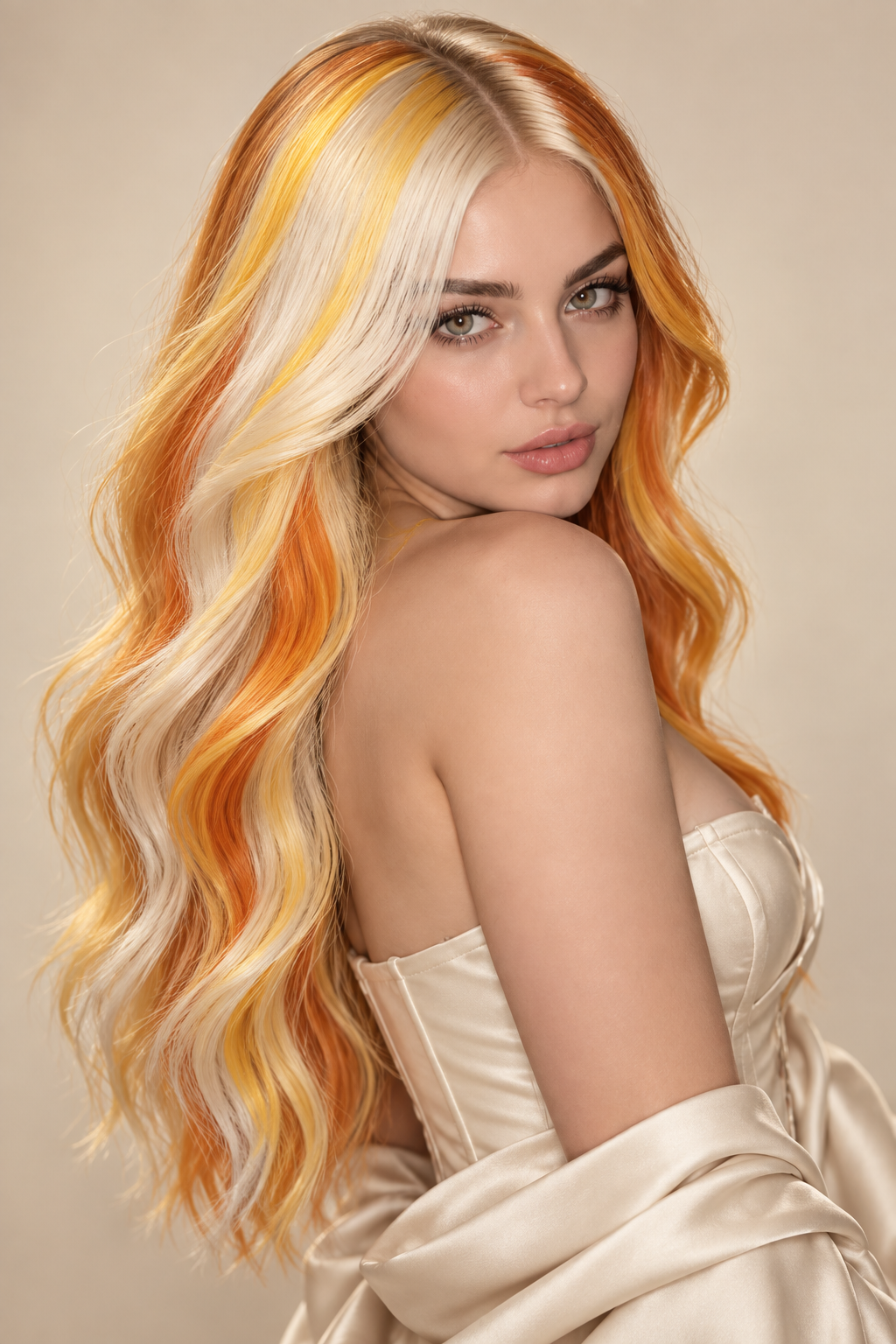 Halloween hair color ideas: candy corn ribbons