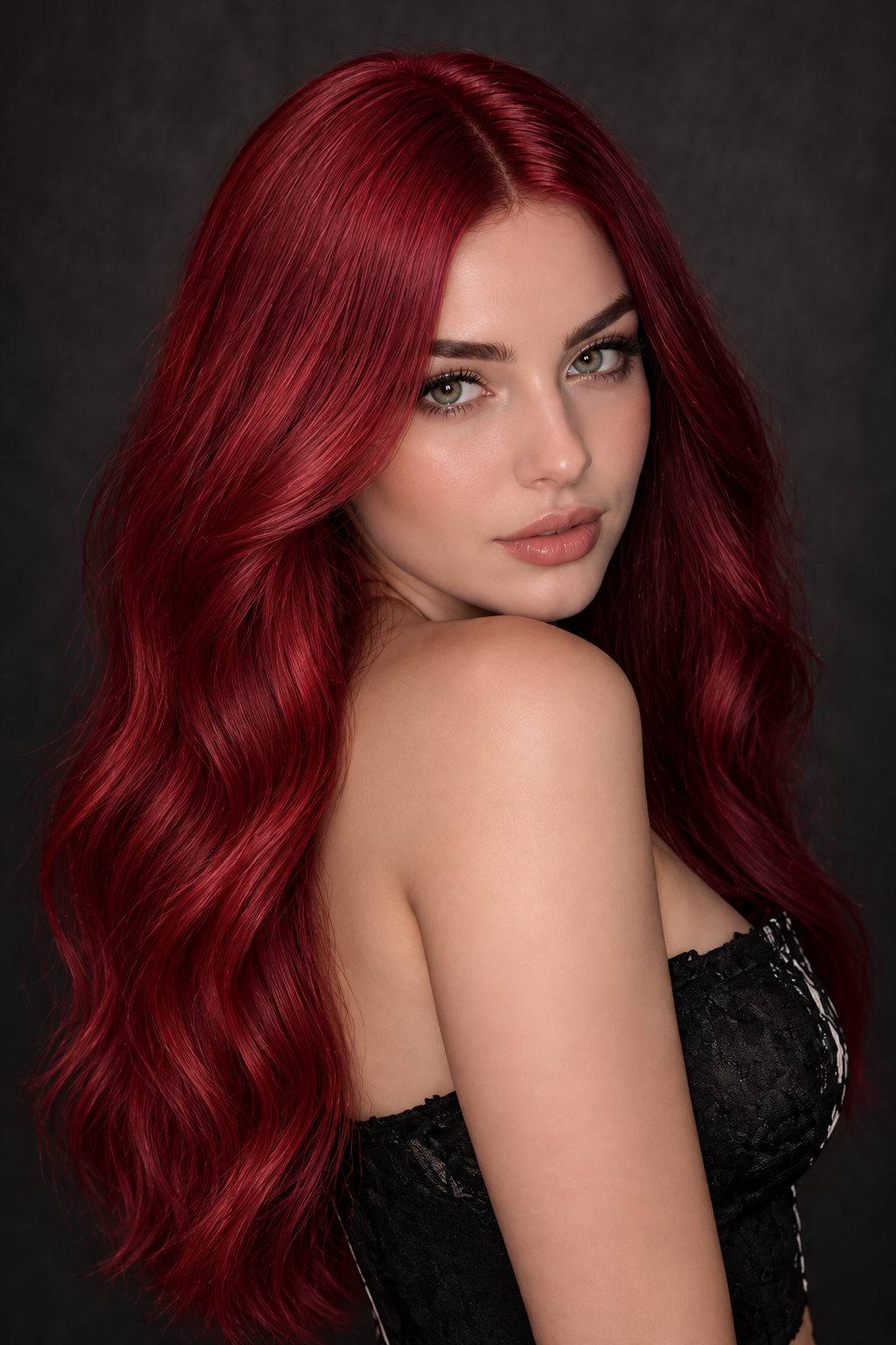 Halloween hair color ideas: poison apple red