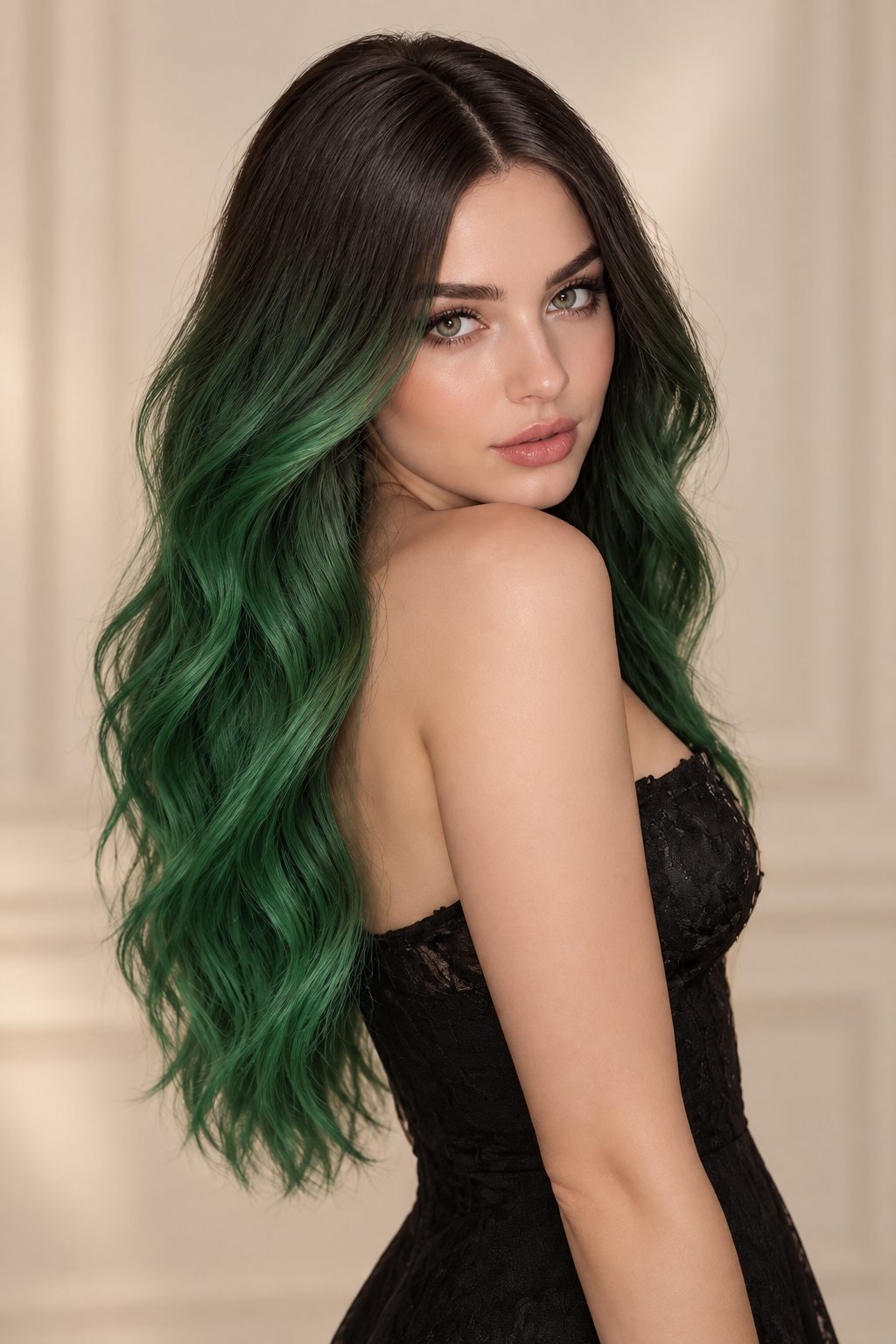 Halloween hair color ideas: emerald green ends