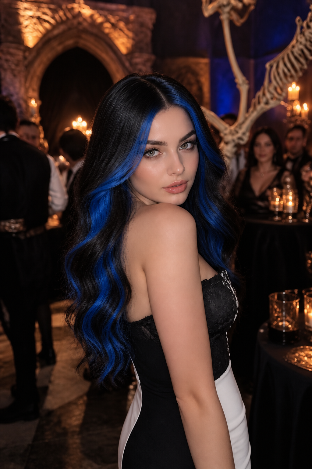Halloween hair color ideas: electric blue peekaboo