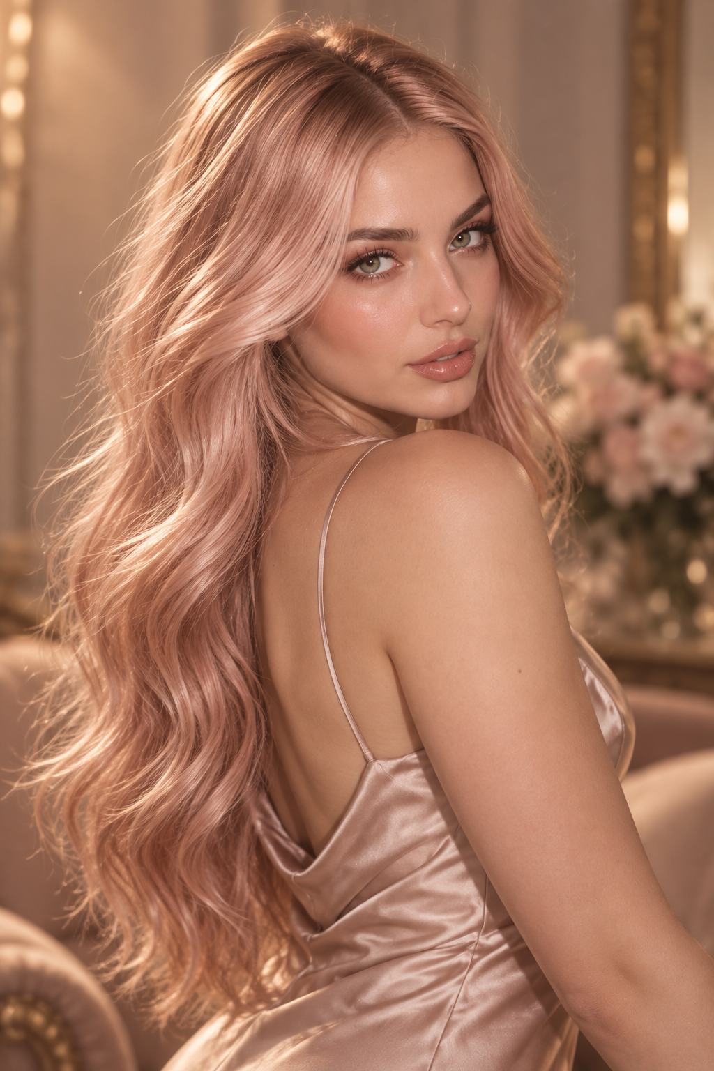 Halloween hair color ideas: rose gold shimmer