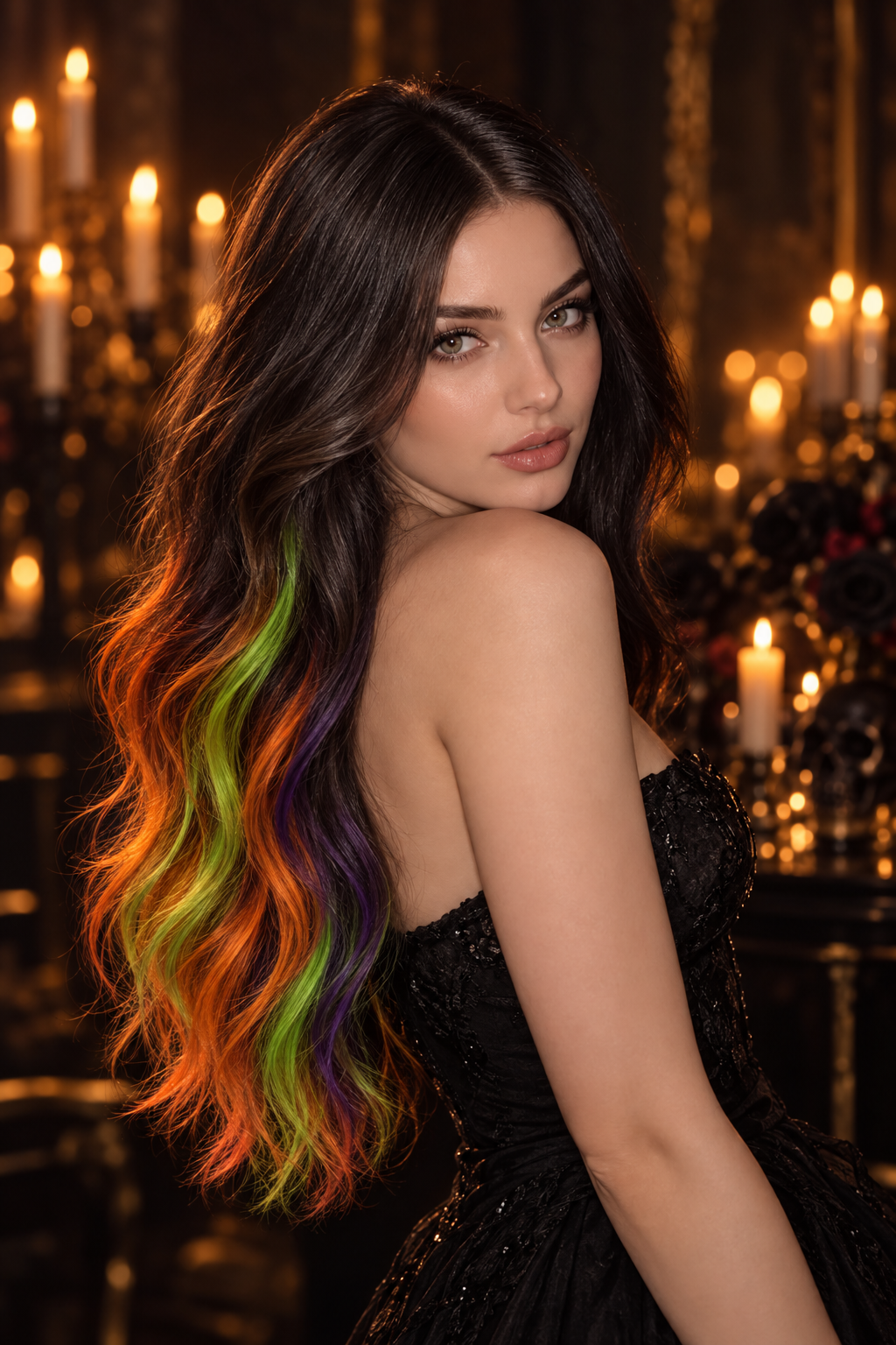 Halloween hair color ideas: neon halloween tips