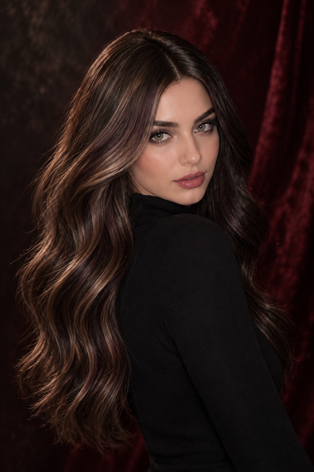 Halloween hair color ideas: gothic brunette dimension