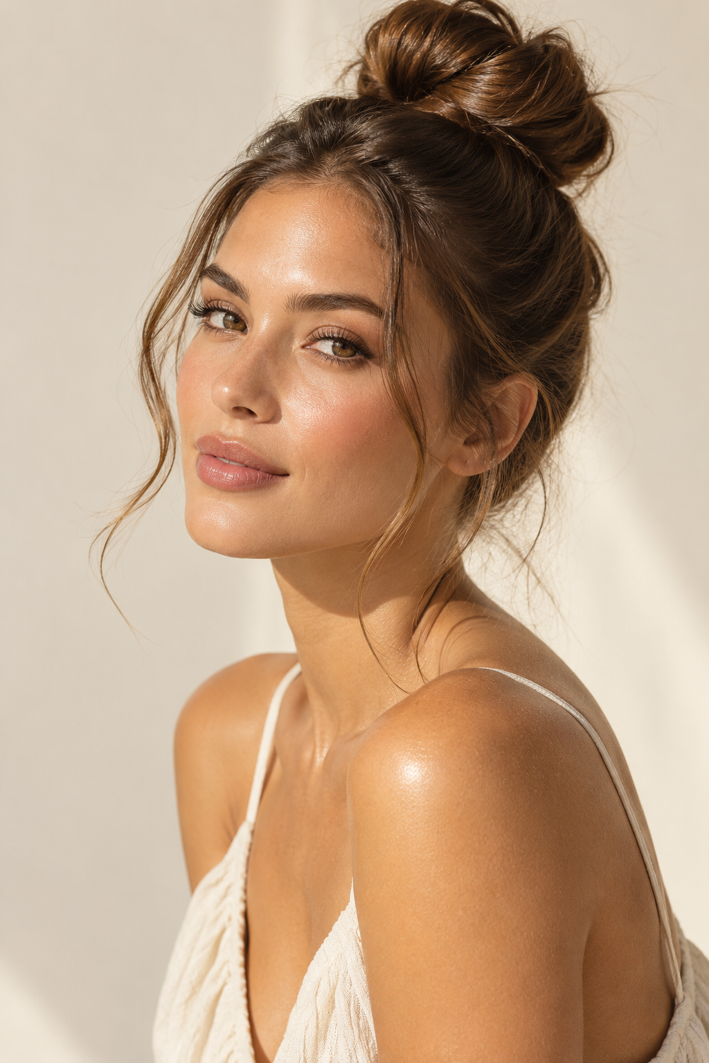 scarf-wrapped ponytail hot weather hairstyle