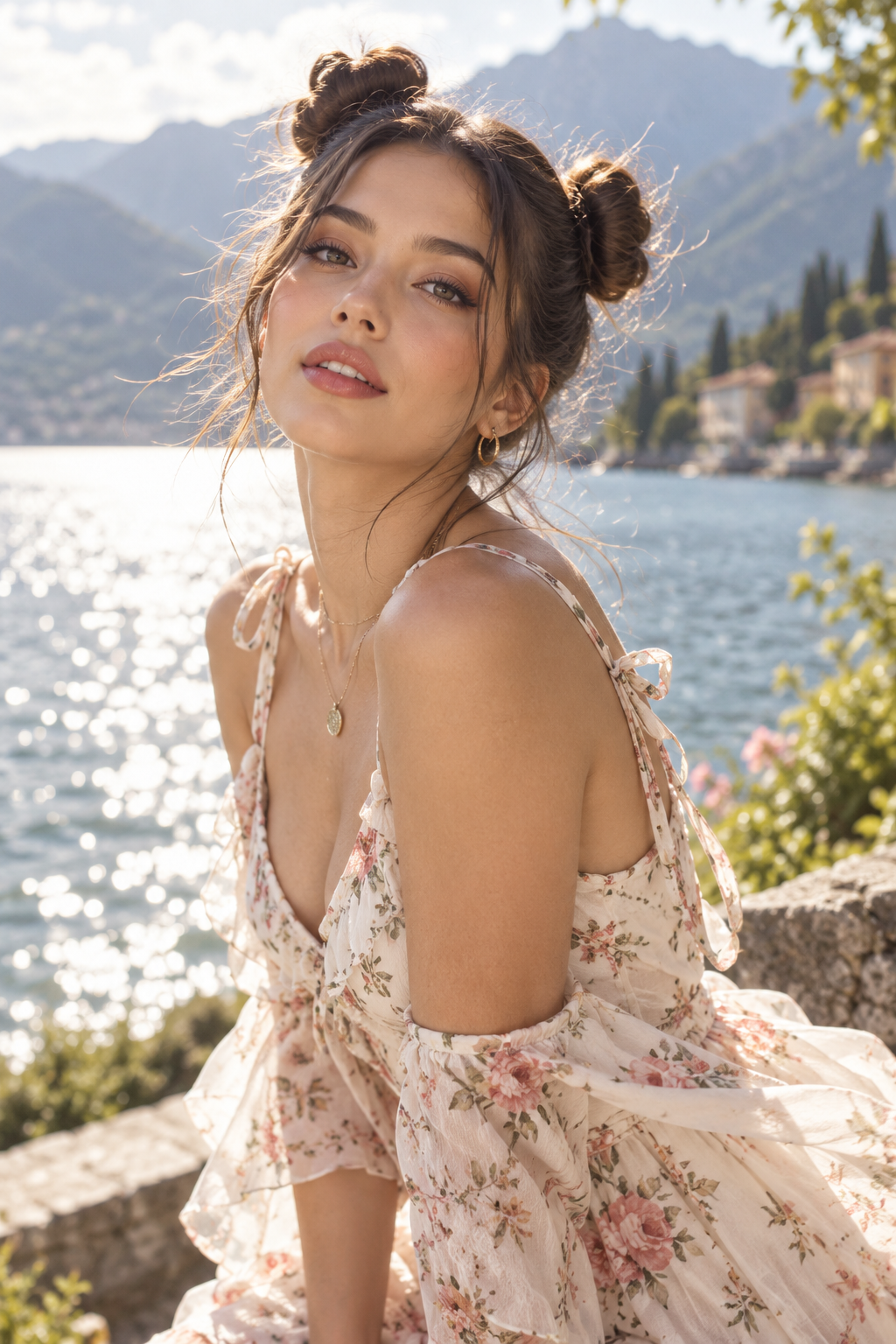 lake day hairstyles - Space buns lake day hairstyle