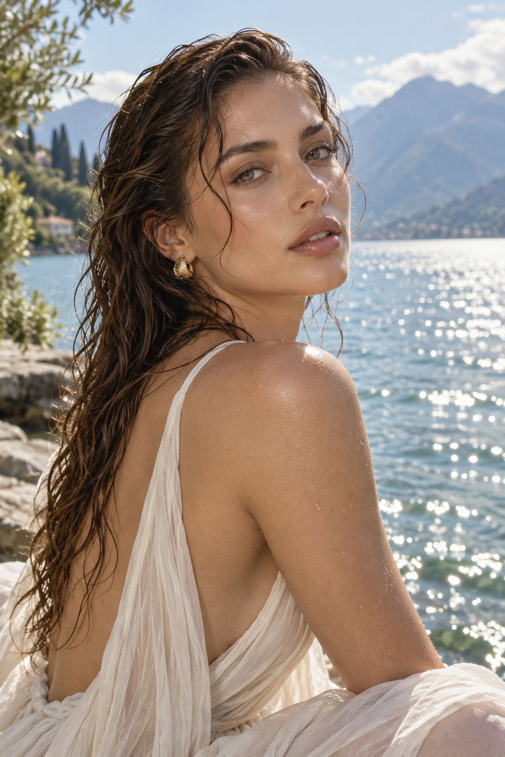 lake day hairstyles - Wet-look waves lake day hairstyle