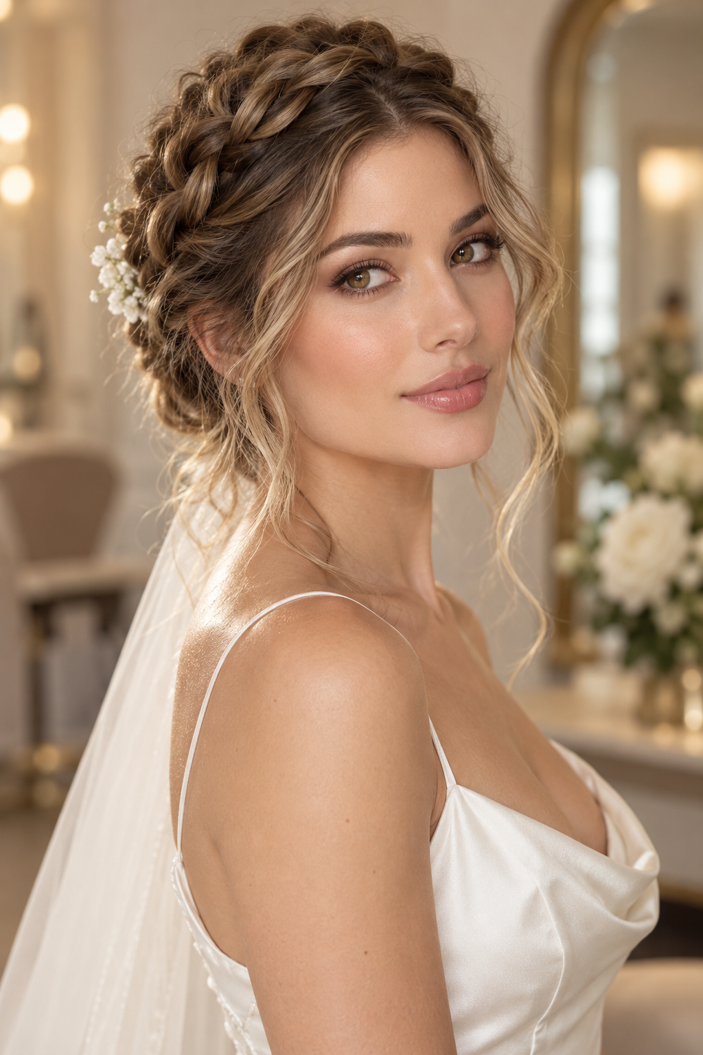 mother of the bride hairstyles idea 6: romantic braided crown