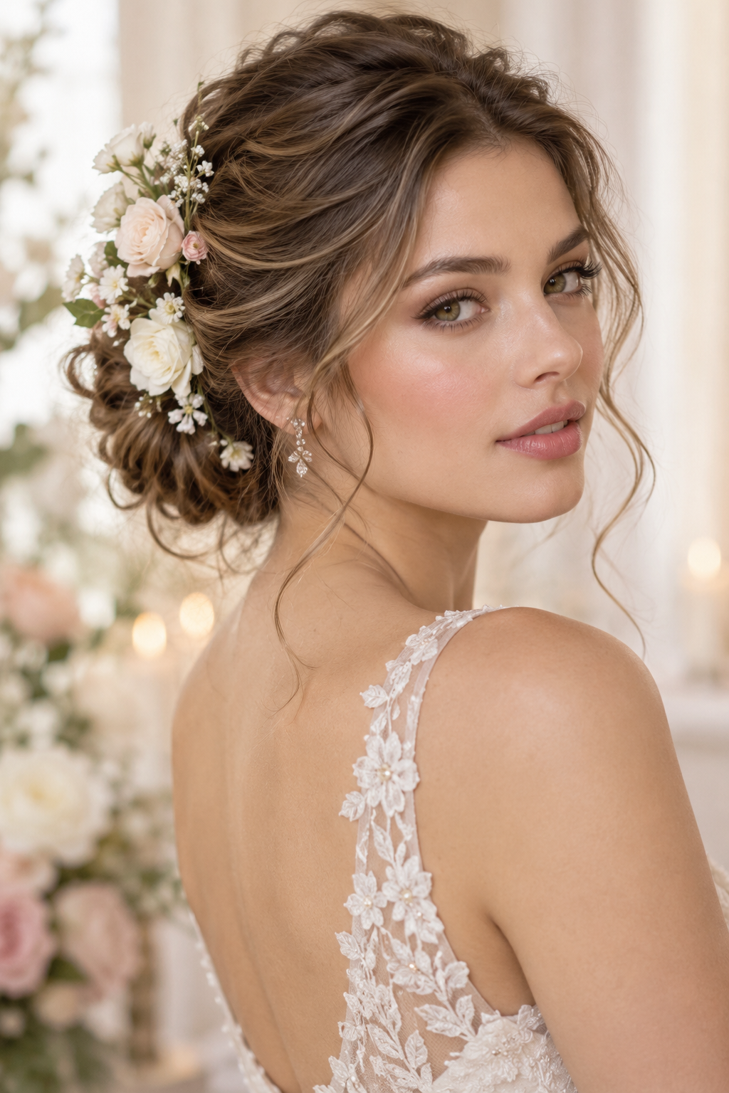 mother of the bride hairstyles idea 16: floral accent updo