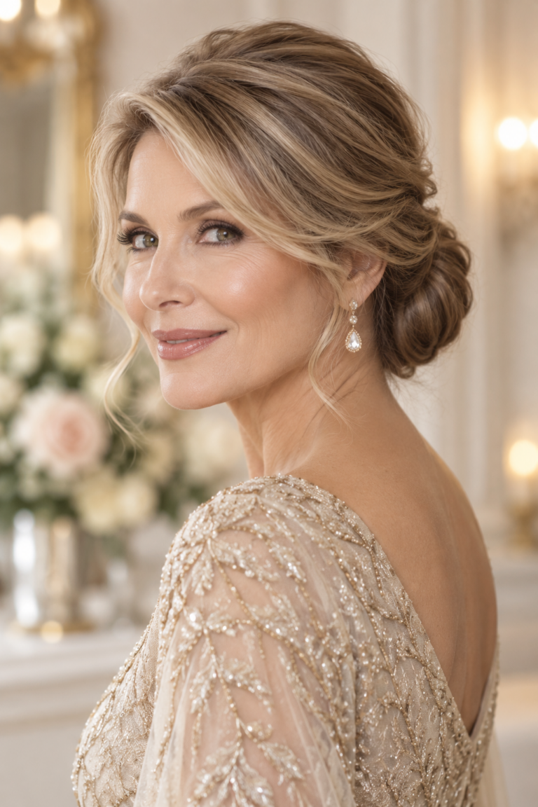 mother of the bride hairstyles featured elegant updo