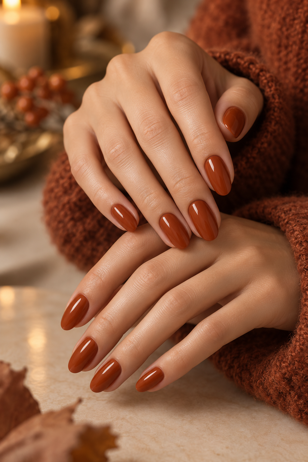 November nail ideas: burnt orange solid