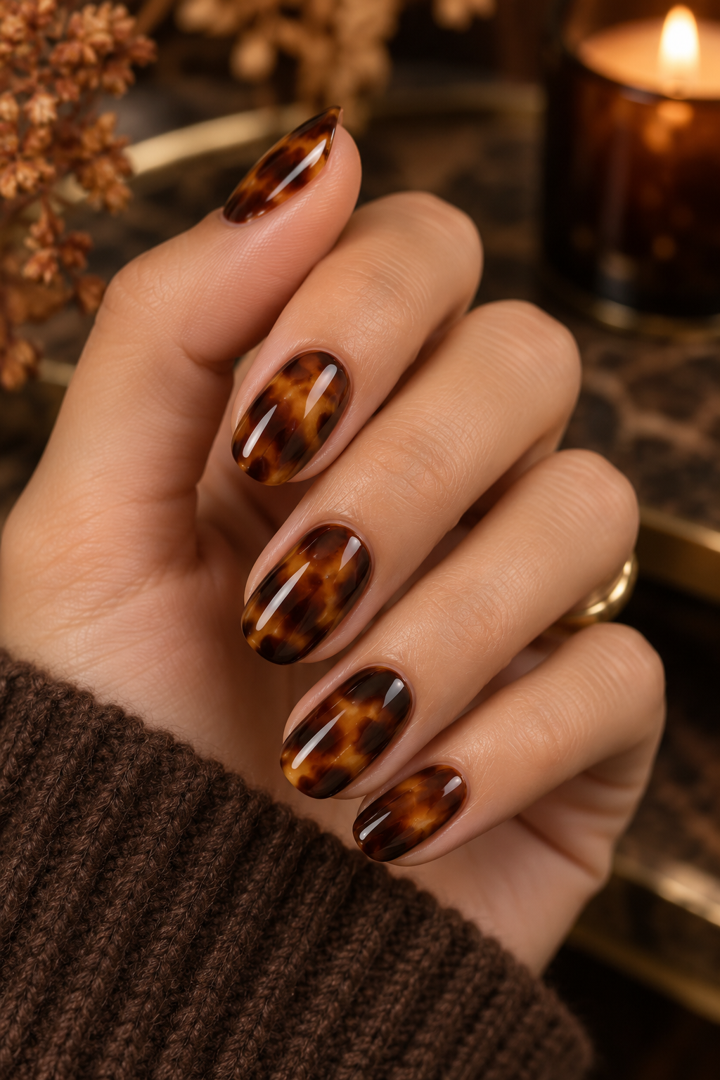 November nail ideas: classic tortoiseshell