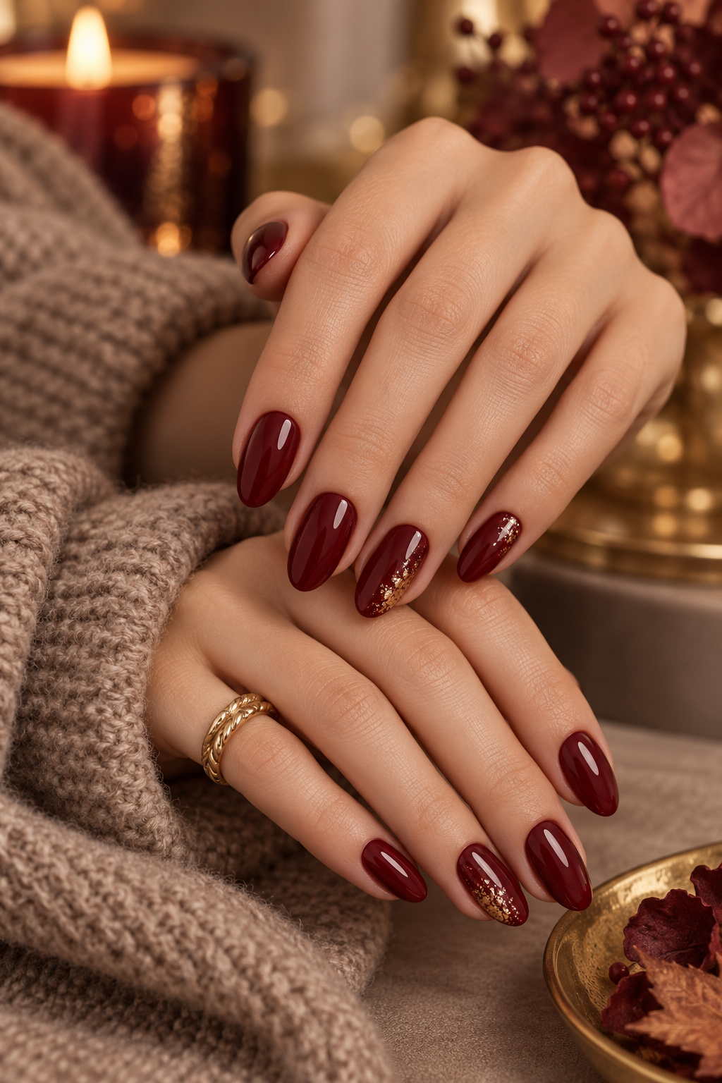 November nail ideas: deep cranberry