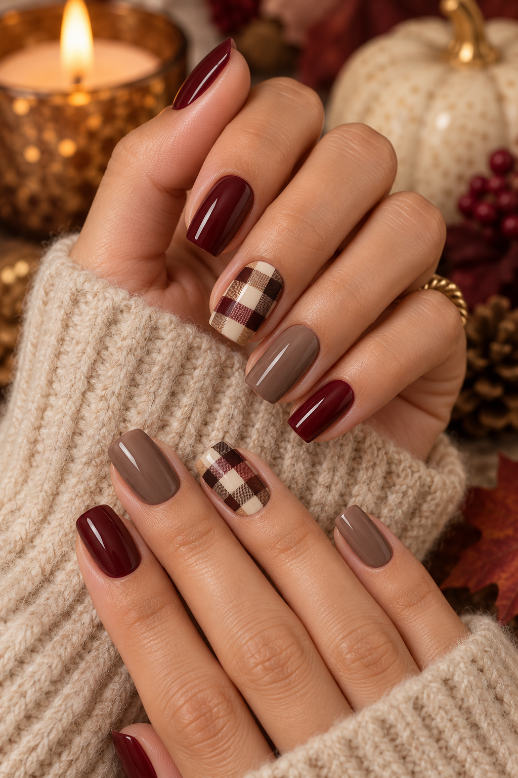 November nail ideas: buffalo plaid