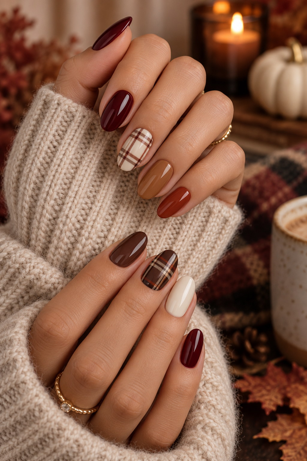 November nail ideas: cozy flannel