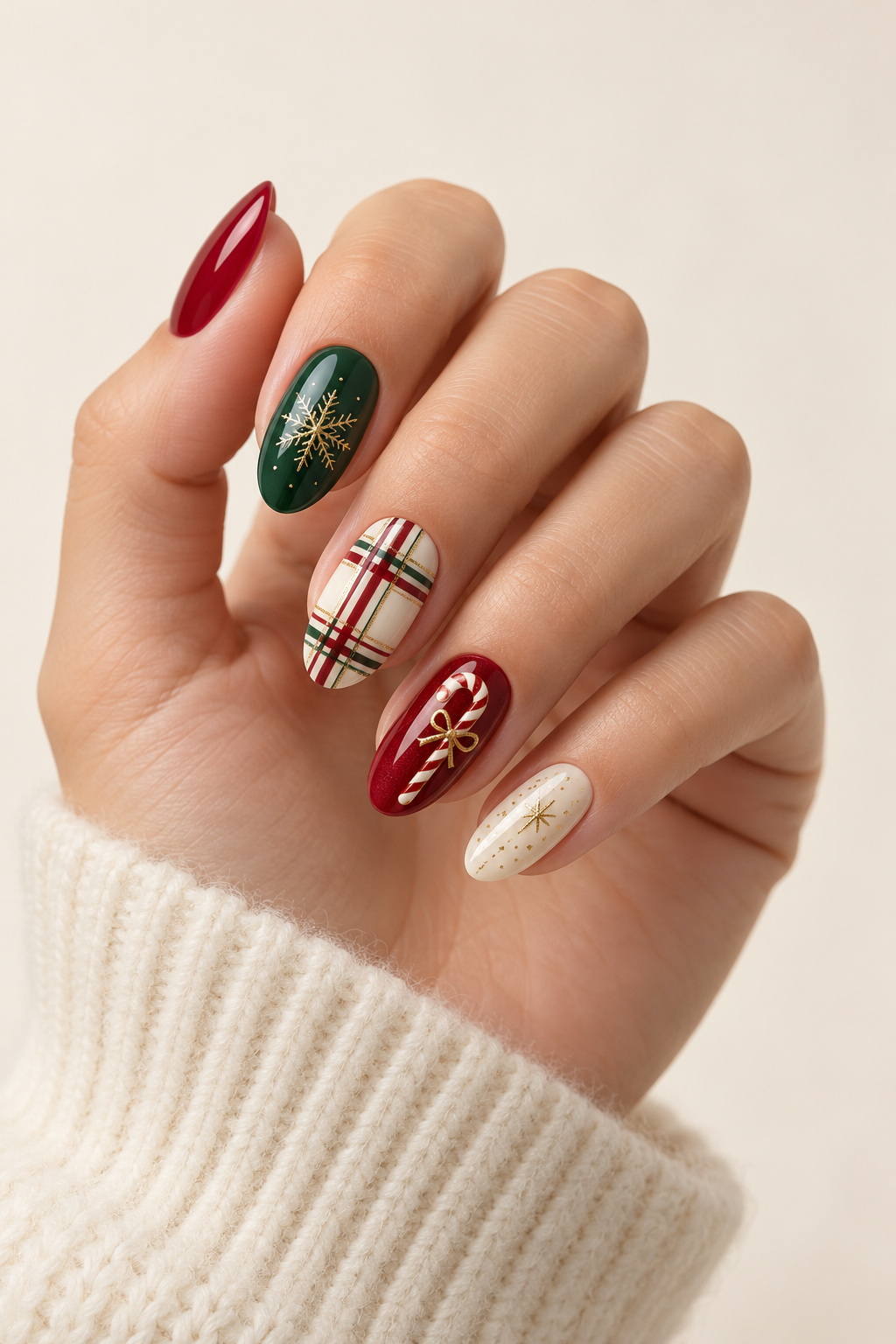 Snowflake Christmas nail art